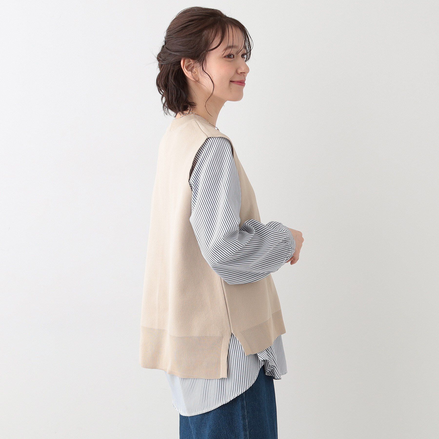 SHOO･LA･RUE「【S-LL/2点セット】着回し自在 ニットベスト＋フレアブラウス」|その他|