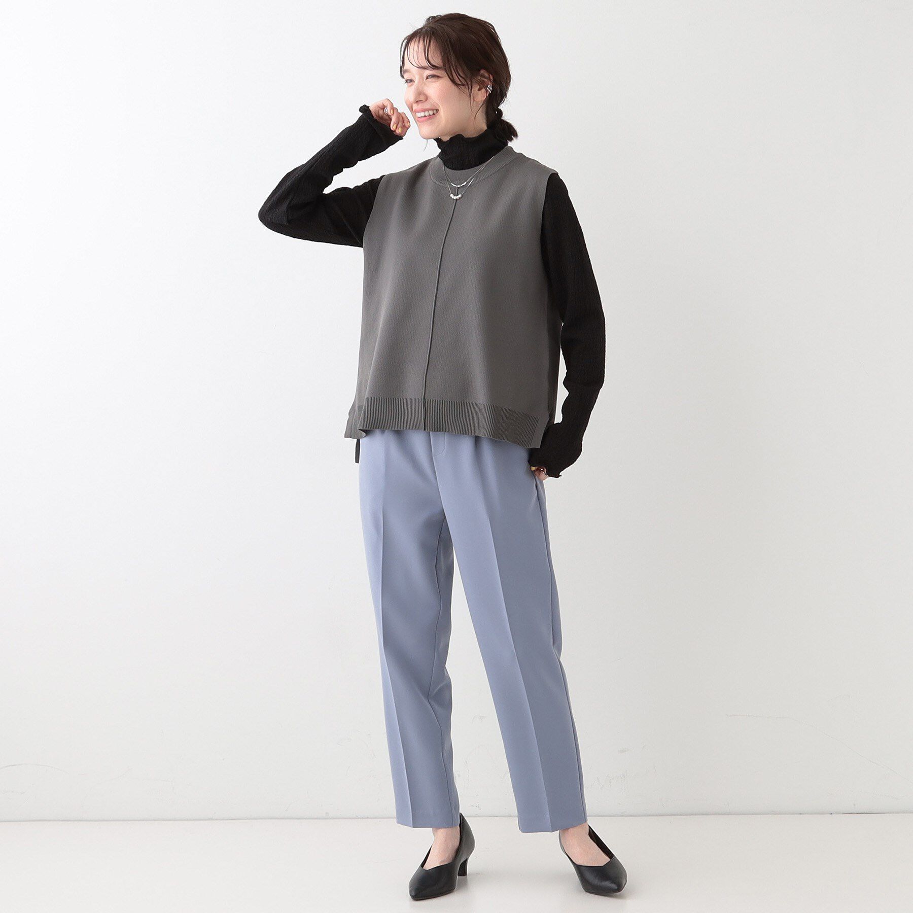 SHOO･LA･RUE「【S-LL/2点セット】着回し自在 ニットベスト＋フレアブラウス」|その他|