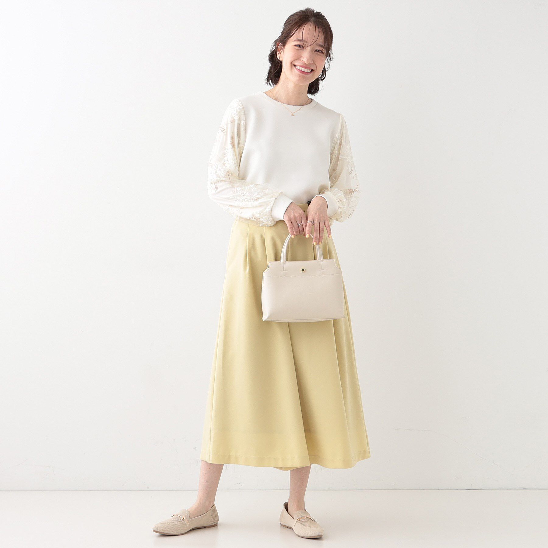 SHOO･LA･RUE「大人上品 お袖チュール刺繍 切替トップス」|Tシャツ・カットソー|