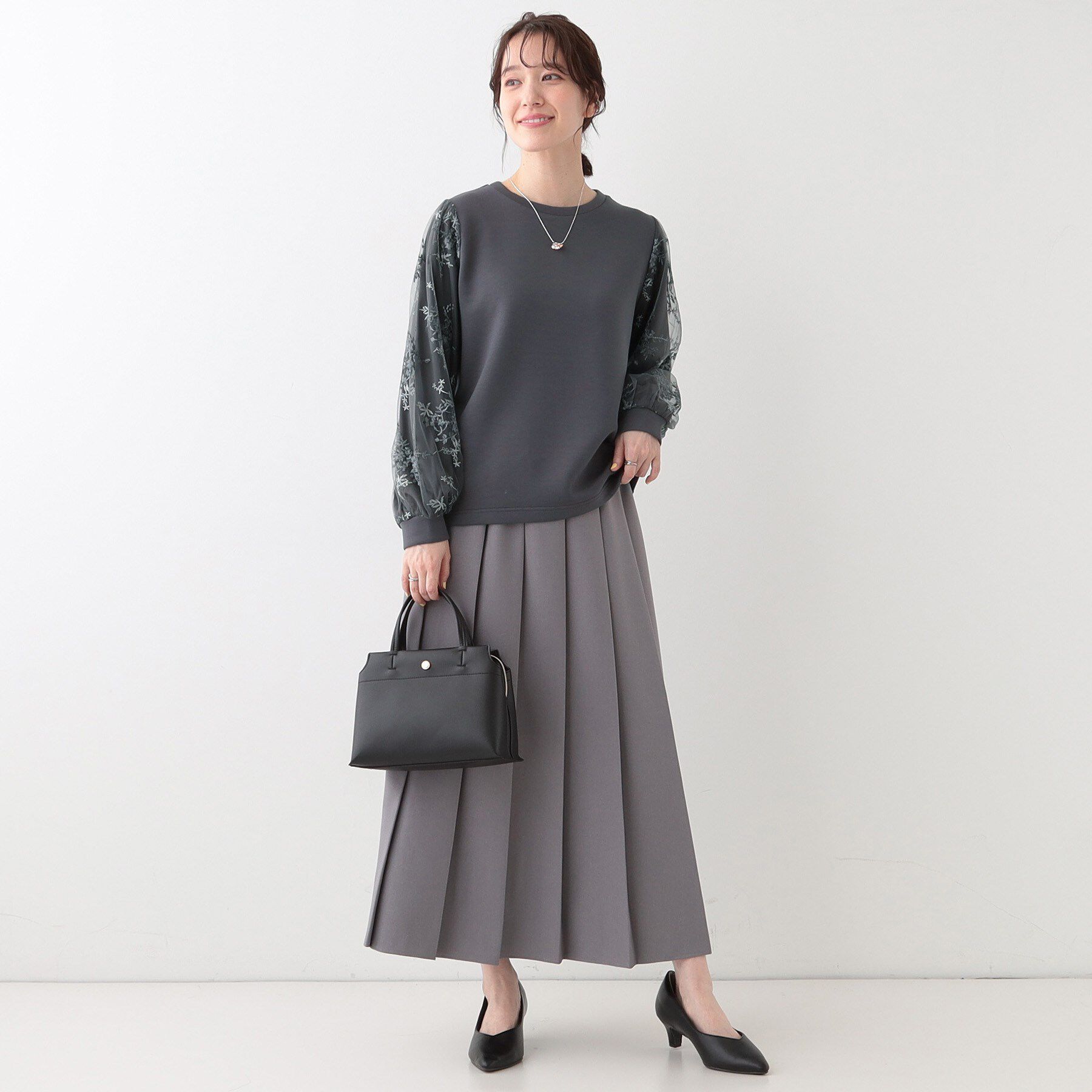 SHOO･LA･RUE「大人上品 お袖チュール刺繍 切替トップス」|Tシャツ・カットソー|