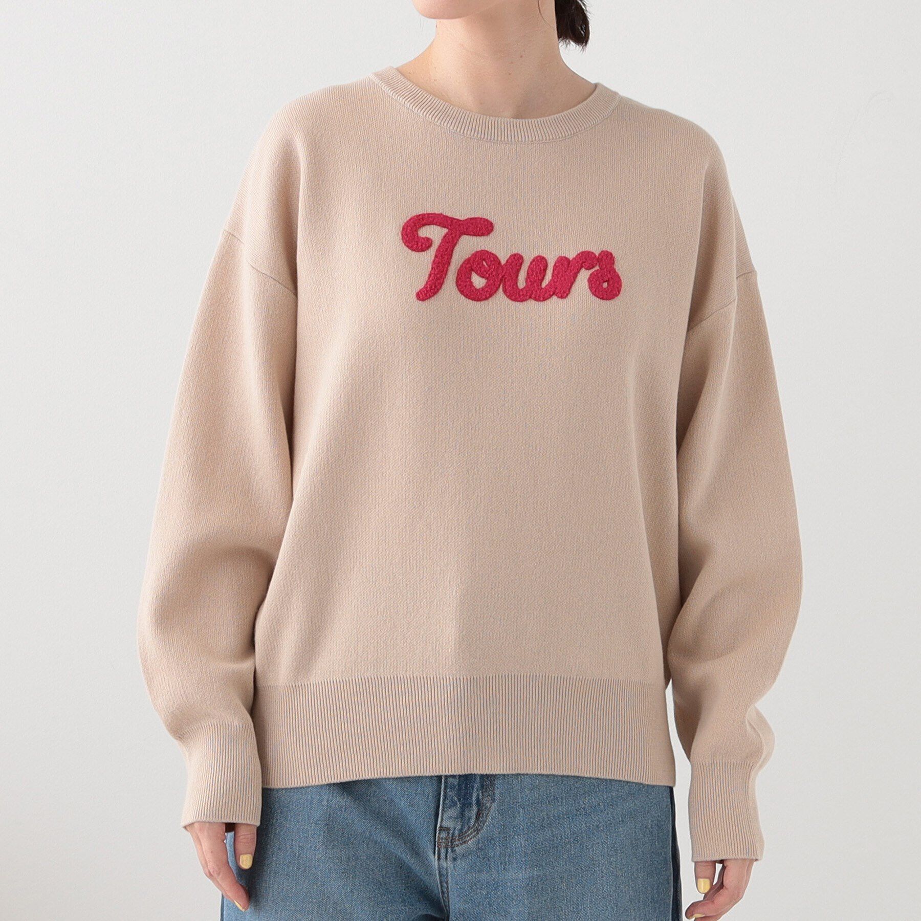 SHOO･LA･RUE「【洗える/S-LL/ちくちくしにくい】ロゴ入りスウェットライクニット」|ニット・セーター|