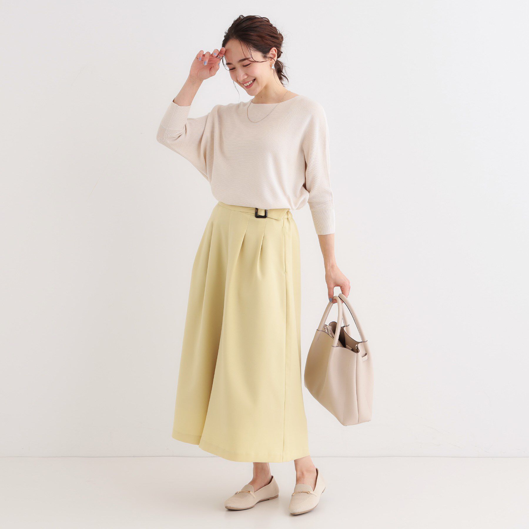 SHOO･LA･RUE「カジュアルにもきれいめにも ガーター編み 7分袖ドルマンニット」|ニット・セーター|