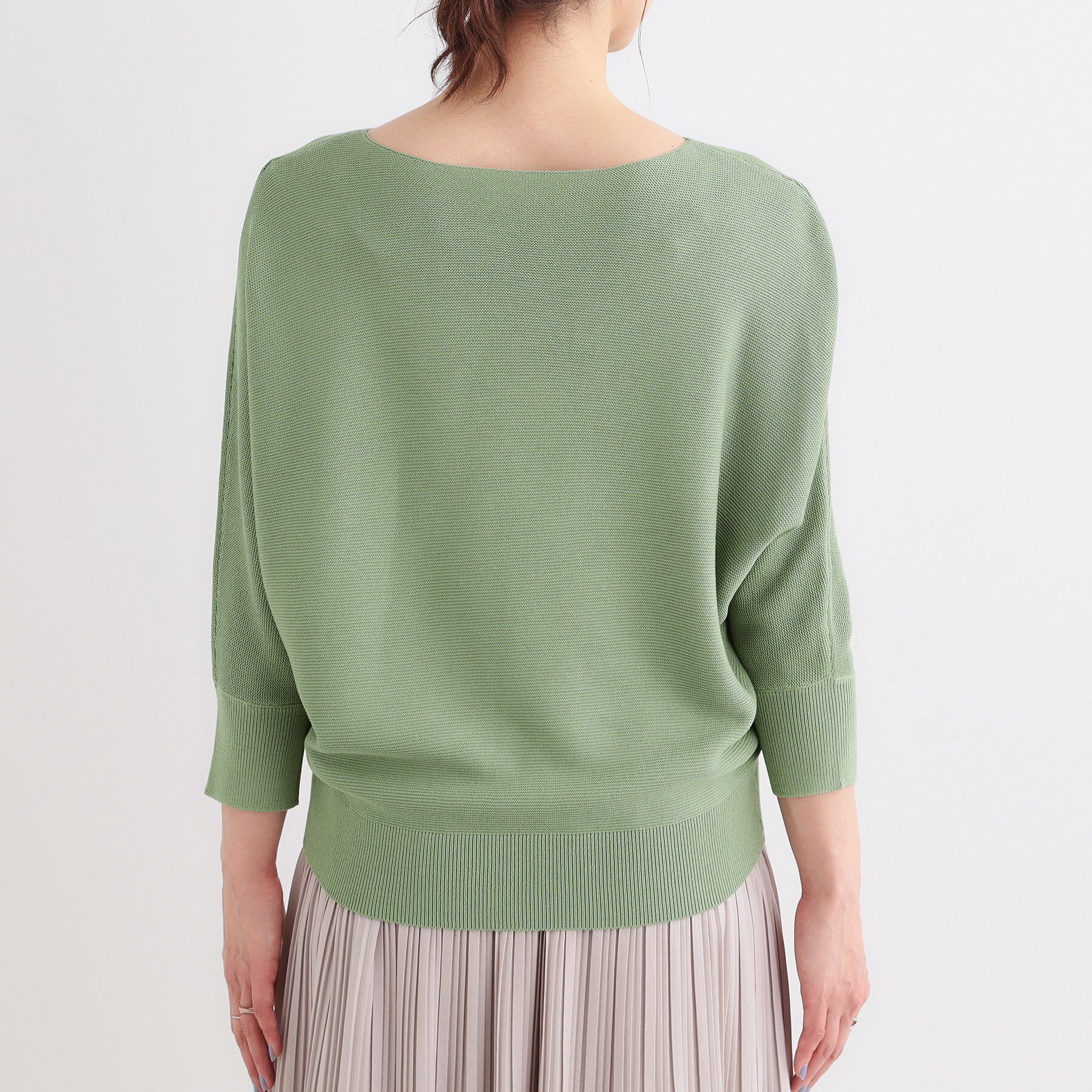 SHOO･LA･RUE「カジュアルにもきれいめにも ガーター編み 7分袖ドルマンニット」|ニット・セーター|