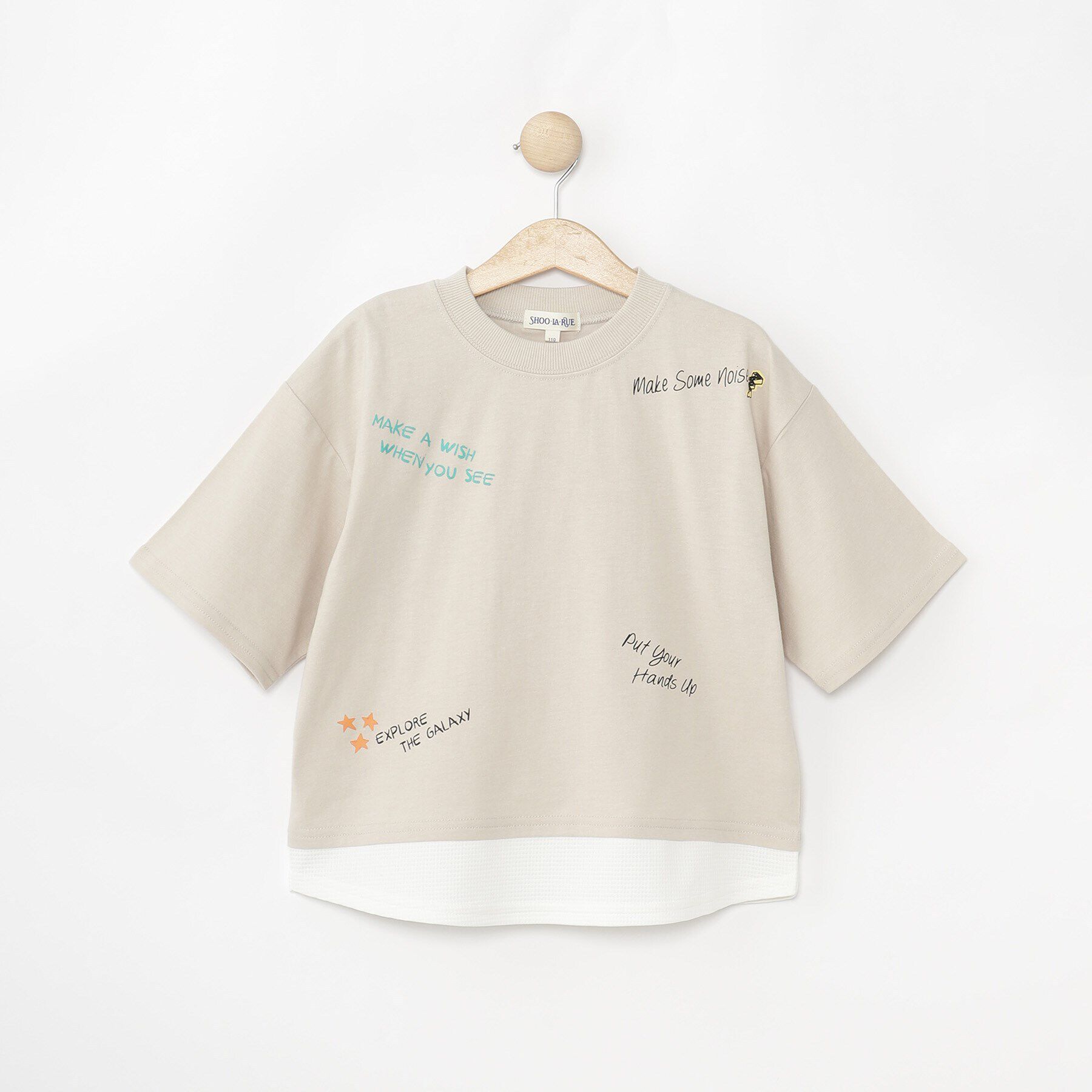 SHOO･LA･RUE「【100-150cm】アソートプリント裾レイヤード五分袖Tシャツ」|Tシャツ・カットソー|