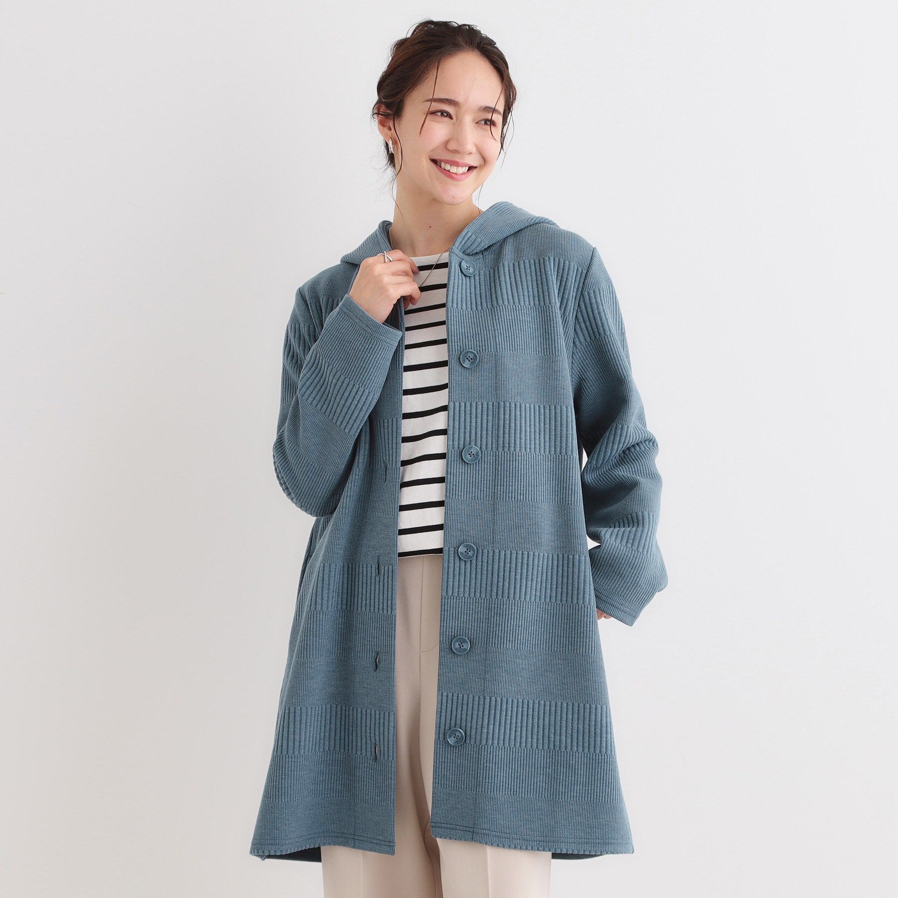 SHOO･LA･RUE「【S-LL】体型をカバーしながらスマートに魅せる ラインジャカードコーディガン」|カーディガン|