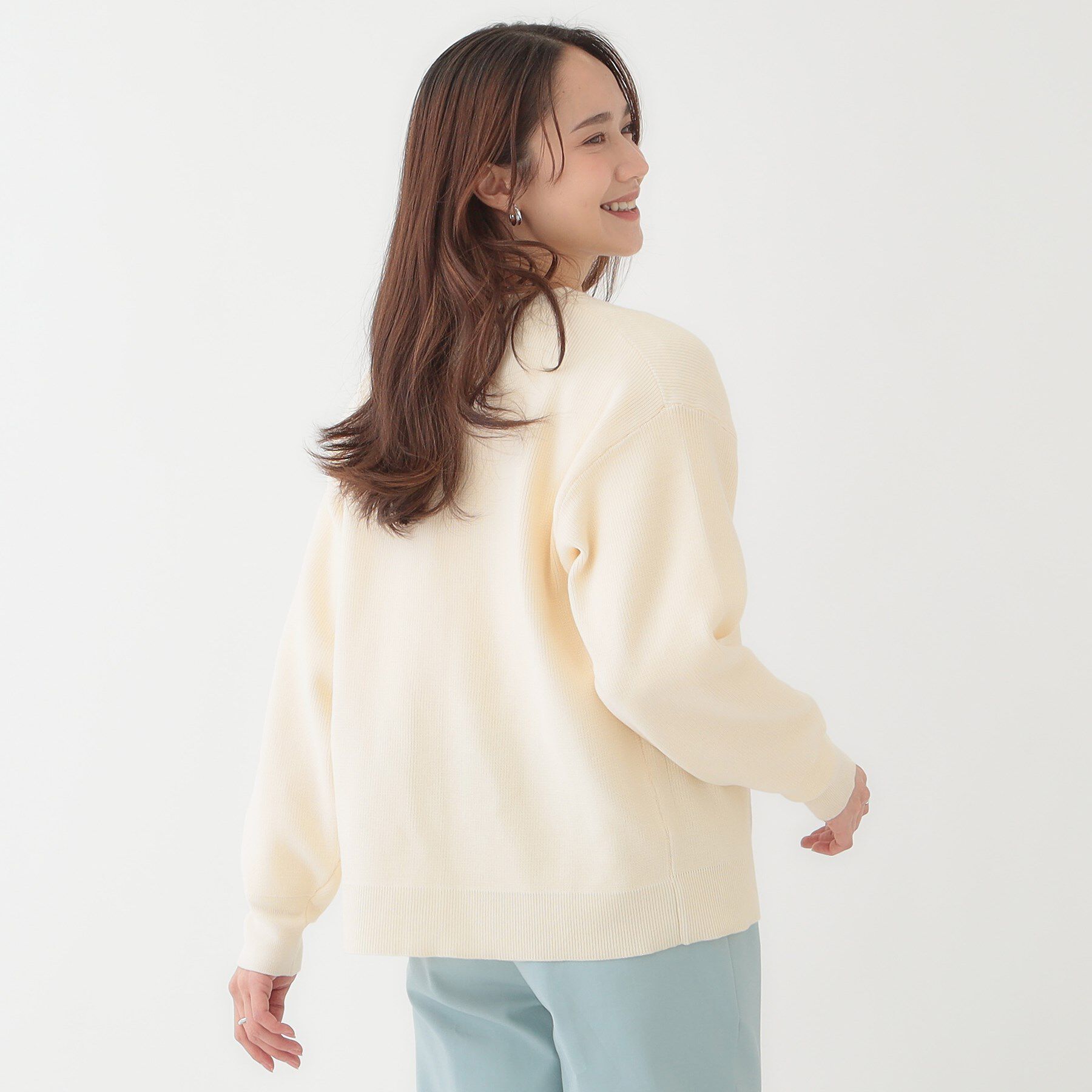 SHOO･LA･RUE「【洗える/S-LL】ドライタッチが心地よい 畦編みVネックカーディガン」|カーディガン|