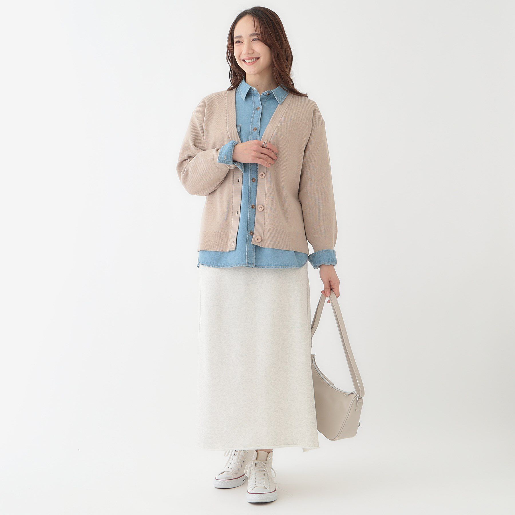 SHOO･LA･RUE「【洗える/S-LL】ドライタッチが心地よい 畦編みVネックカーディガン」|カーディガン|