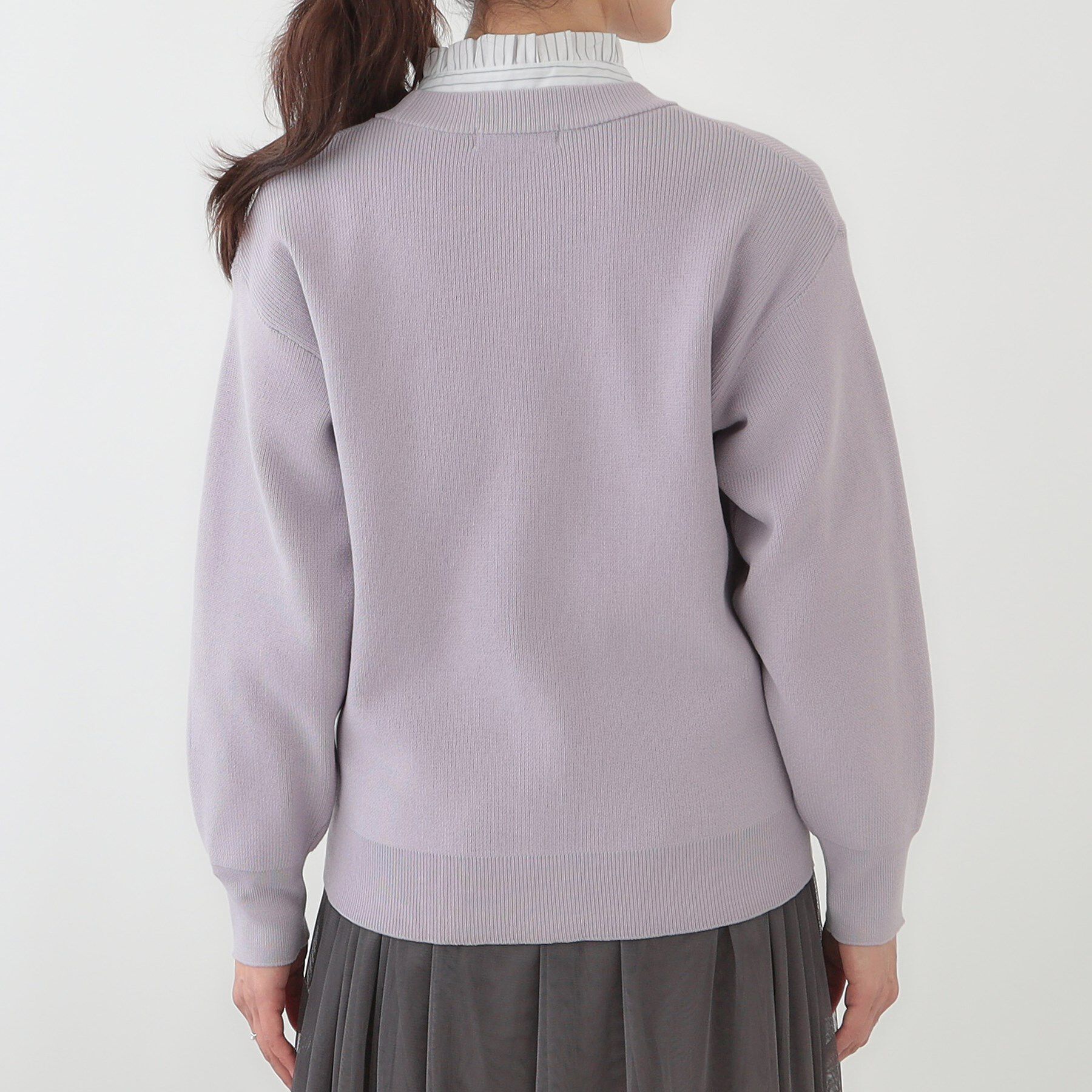 SHOO･LA･RUE「【洗える/S-LL】ドライタッチが心地よい 畦編みVネックカーディガン」|カーディガン|