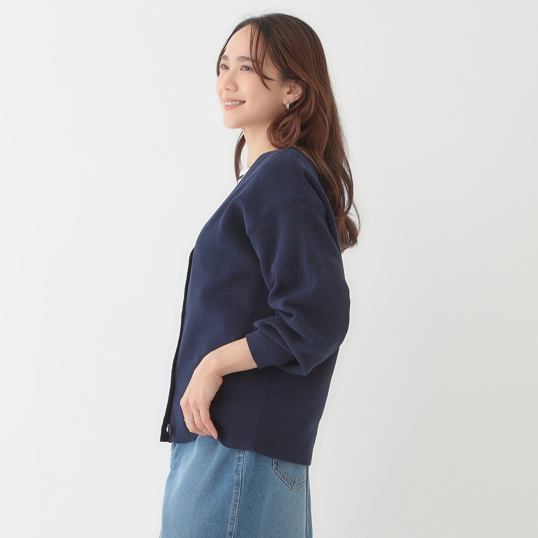 SHOO･LA･RUE「【洗える/S-LL】ドライタッチが心地よい 畦編みVネックカーディガン」|カーディガン|