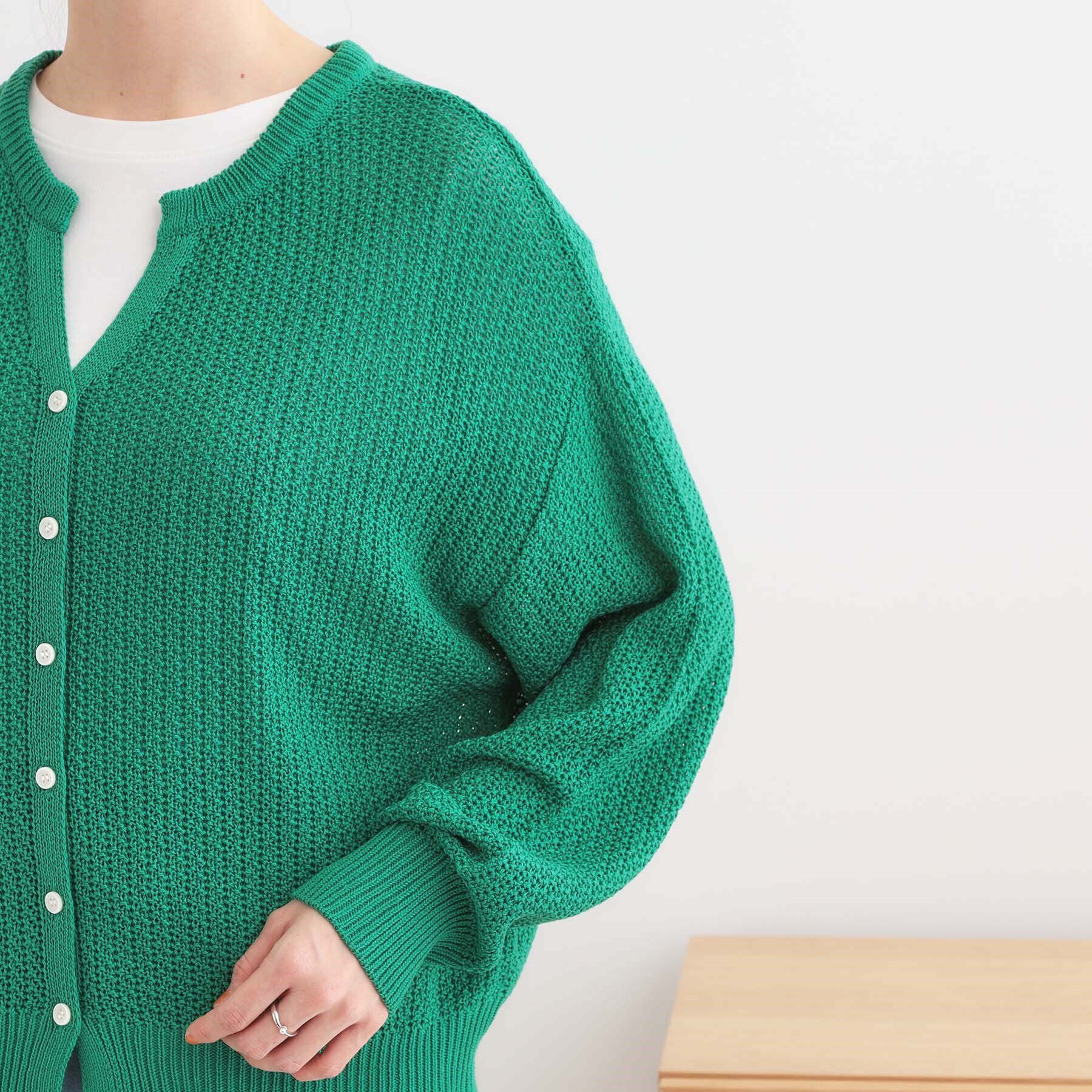 SHOO･LA･RUE「【洗える】ざっくり編みが大人かわいい キーネックカーディガン」|カーディガン|