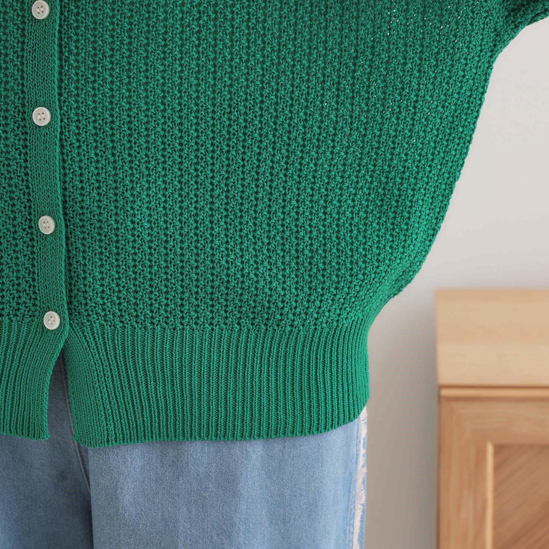 SHOO･LA･RUE「【洗える】ざっくり編みが大人かわいい キーネックカーディガン」|カーディガン|