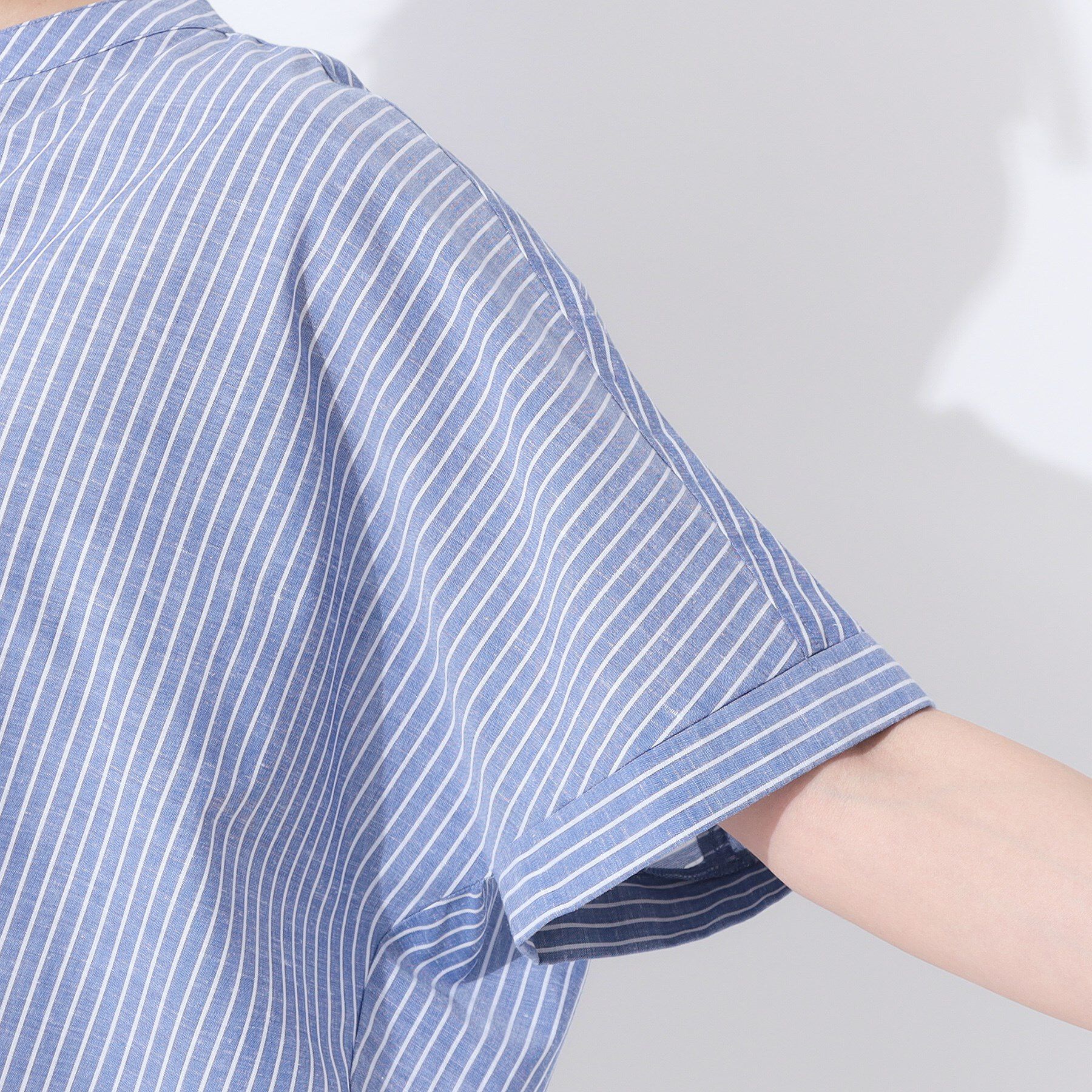 SHOO･LA･RUE「【高レビュー/洗える/UV/吸水速乾】洗濯後しわになりにくいリネンブレンドドルマンシャツ」|シャツ・ブラウス|