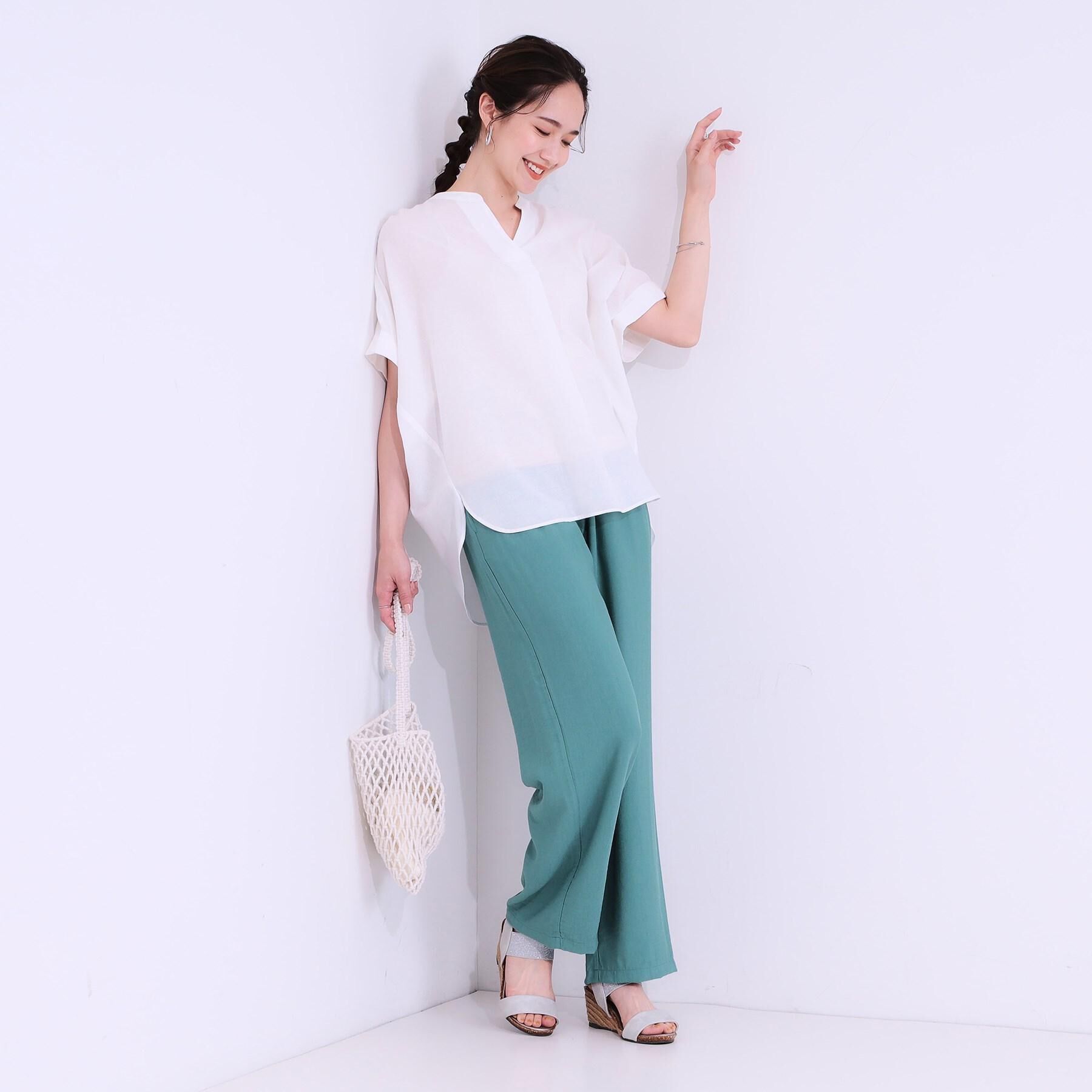 SHOO･LA･RUE「【高レビュー/洗える/UV/吸水速乾】洗濯後しわになりにくいリネンブレンドドルマンシャツ」|シャツ・ブラウス|