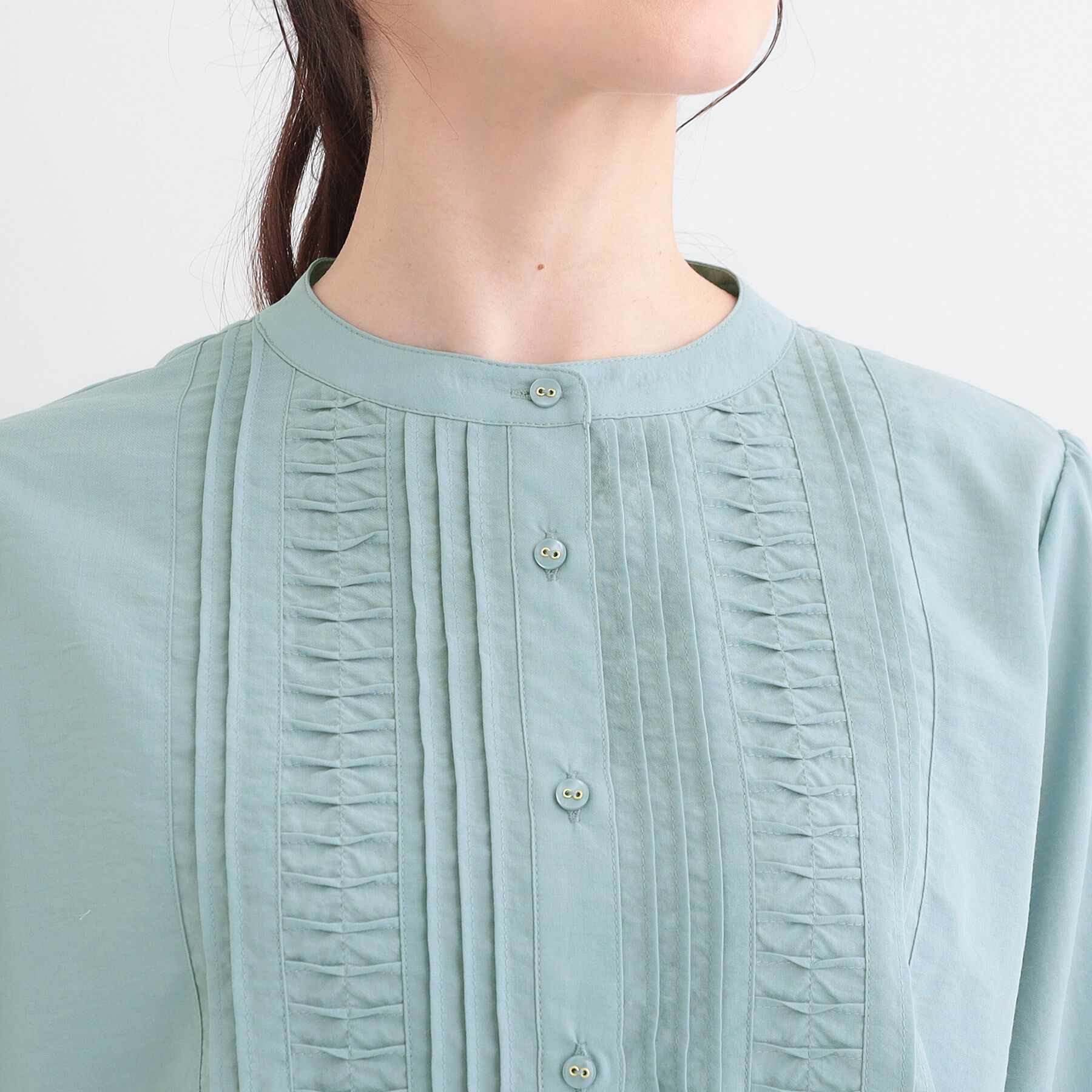 SHOO･LA･RUE「【S-LL】お顔周りを華やかに おりがみタックブラウス」|シャツ・ブラウス|