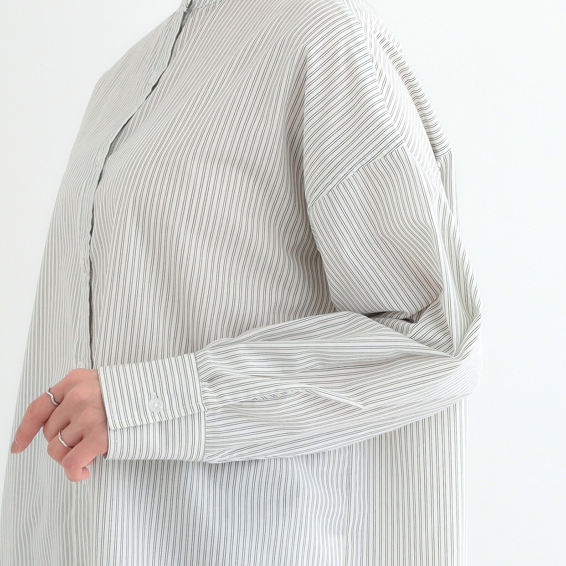 SHOO･LA･RUE「【3WAY】フリルサッシュ付きバンドカラーシャツ」|シャツ・ブラウス|