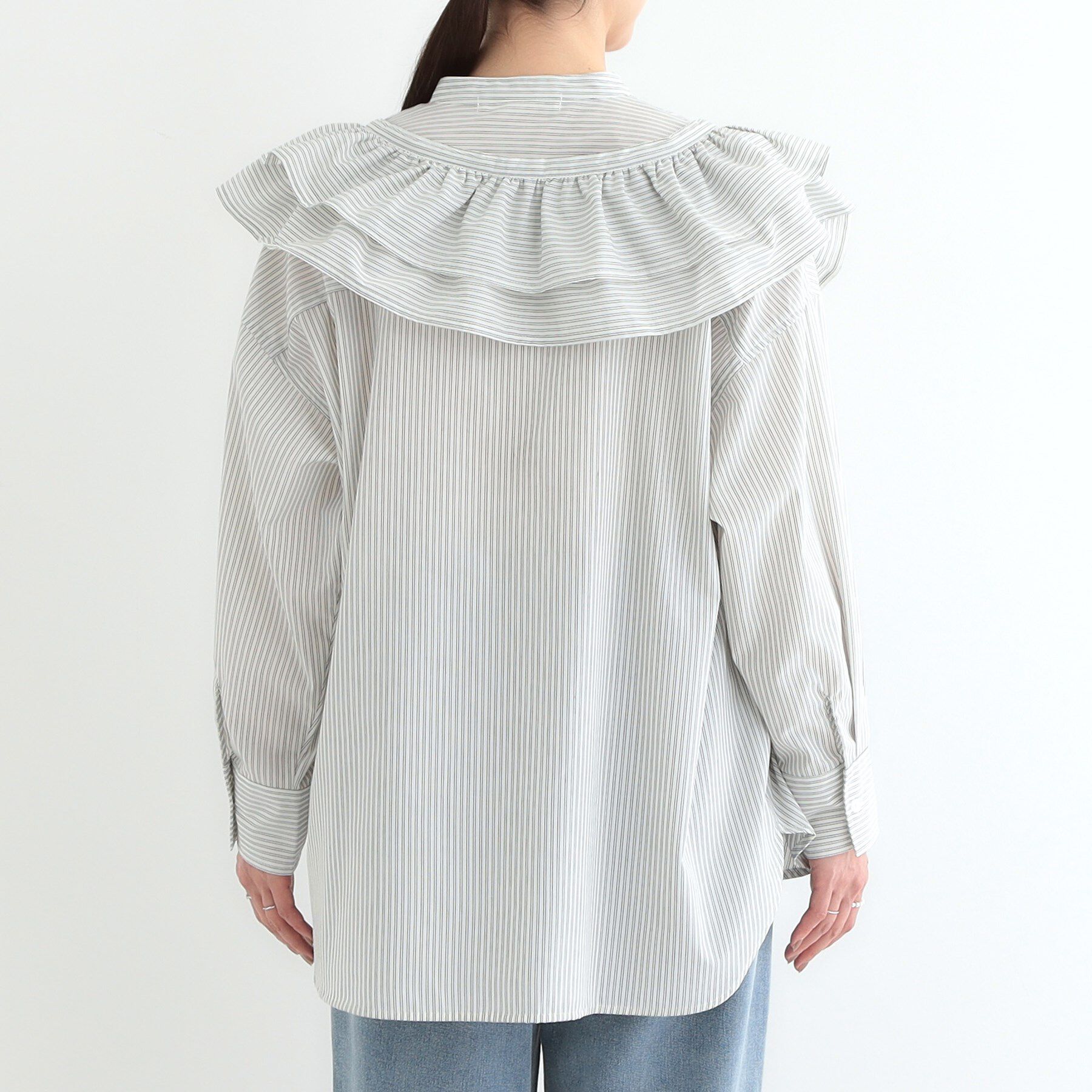 SHOO･LA･RUE「【3WAY】フリルサッシュ付きバンドカラーシャツ」|シャツ・ブラウス|