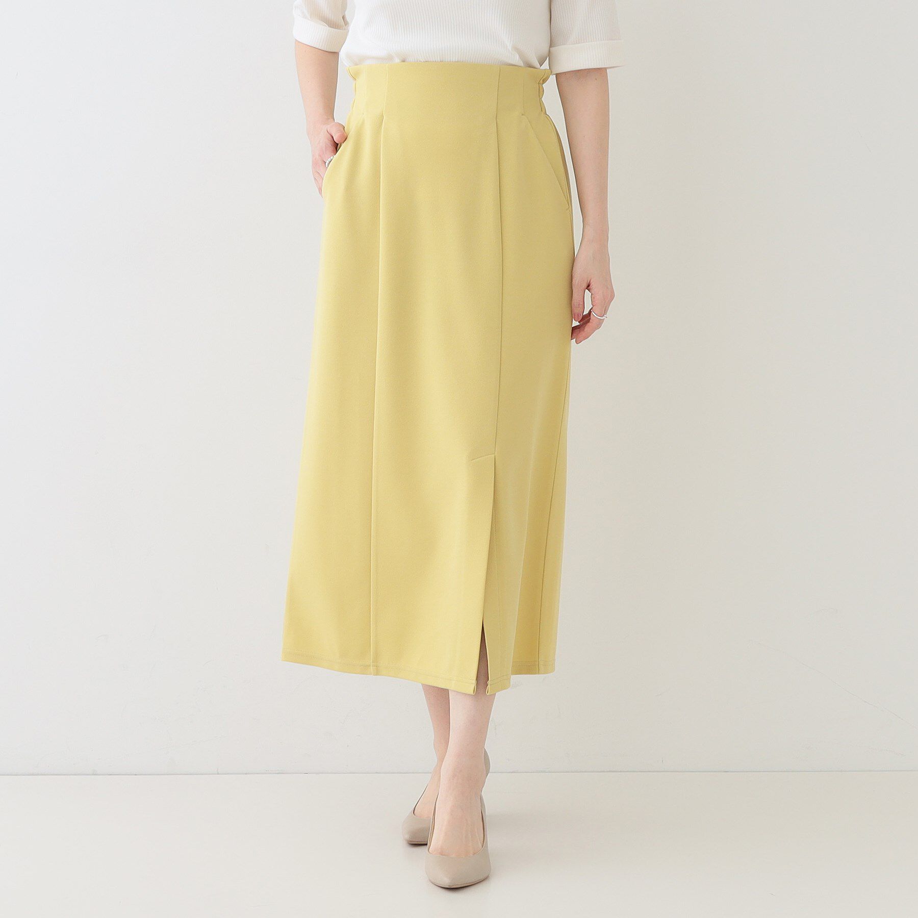 SHOO･LA･RUE「【洗える】洗濯後しわになりにくい カットジョーゼット ナロースカート」|スカート|