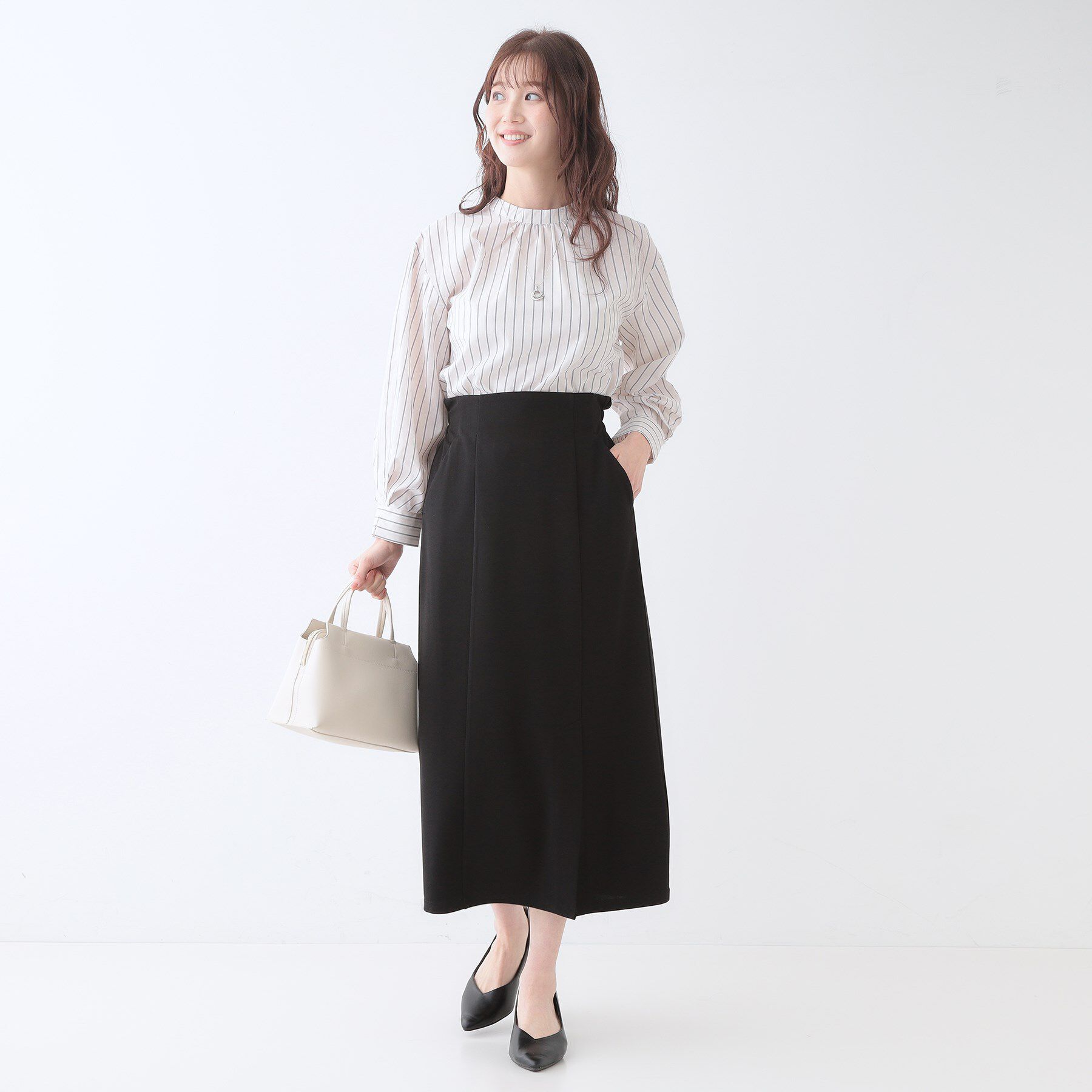 SHOO･LA･RUE「【洗える】洗濯後しわになりにくい カットジョーゼット ナロースカート」|スカート|