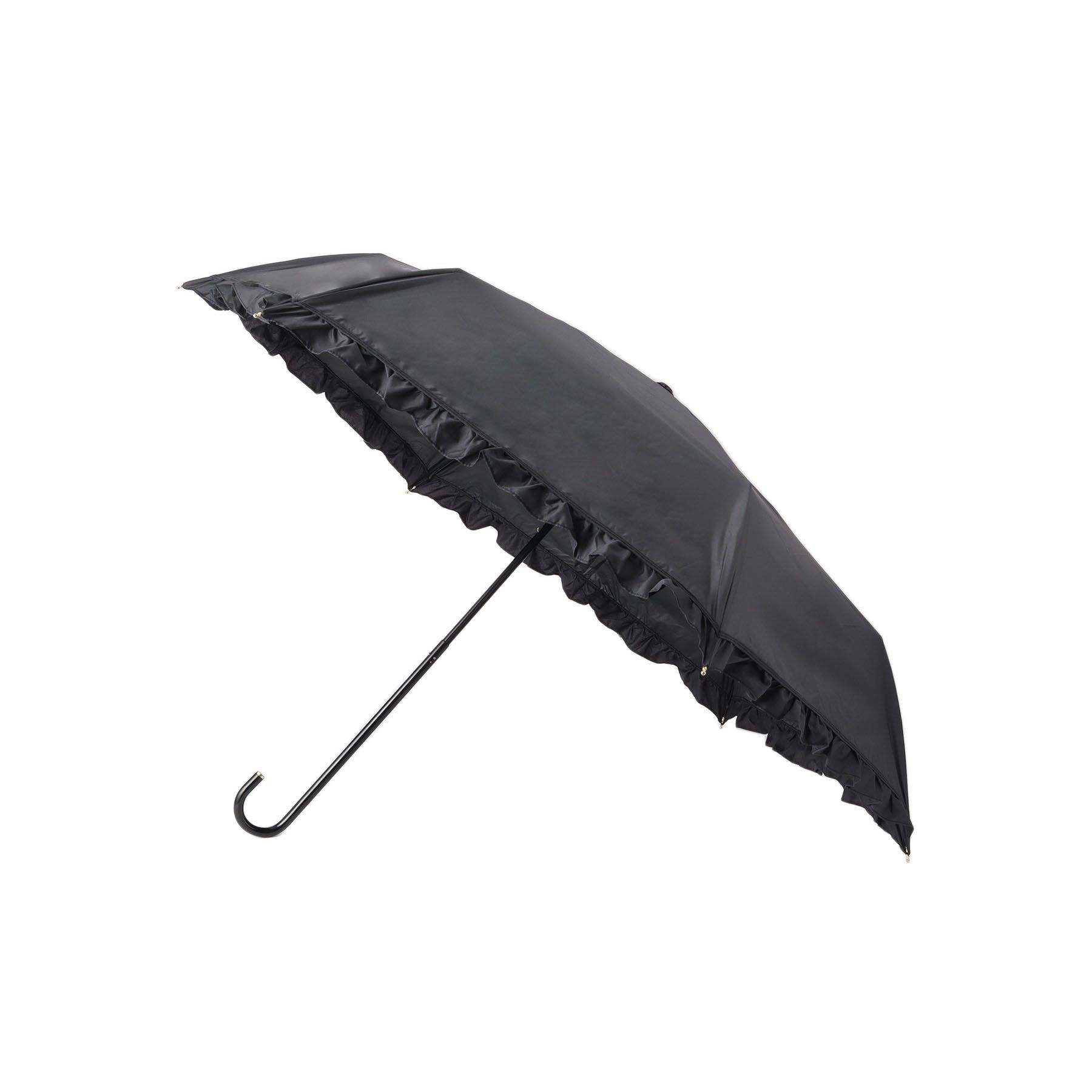 SHOO･LA･RUE「【折りたたみ傘/晴雨兼用】【Wpc．】遮光フリルクラシック ミニ」|傘|ブラック(019)