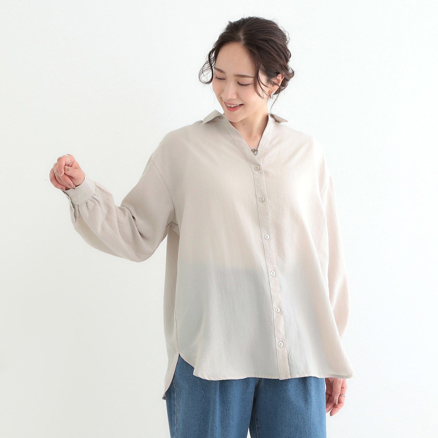 SHOO･LA･RUE「【S-LL】後ろ姿も抜かりなく バックレースアップシャツ」|シャツ・ブラウス|