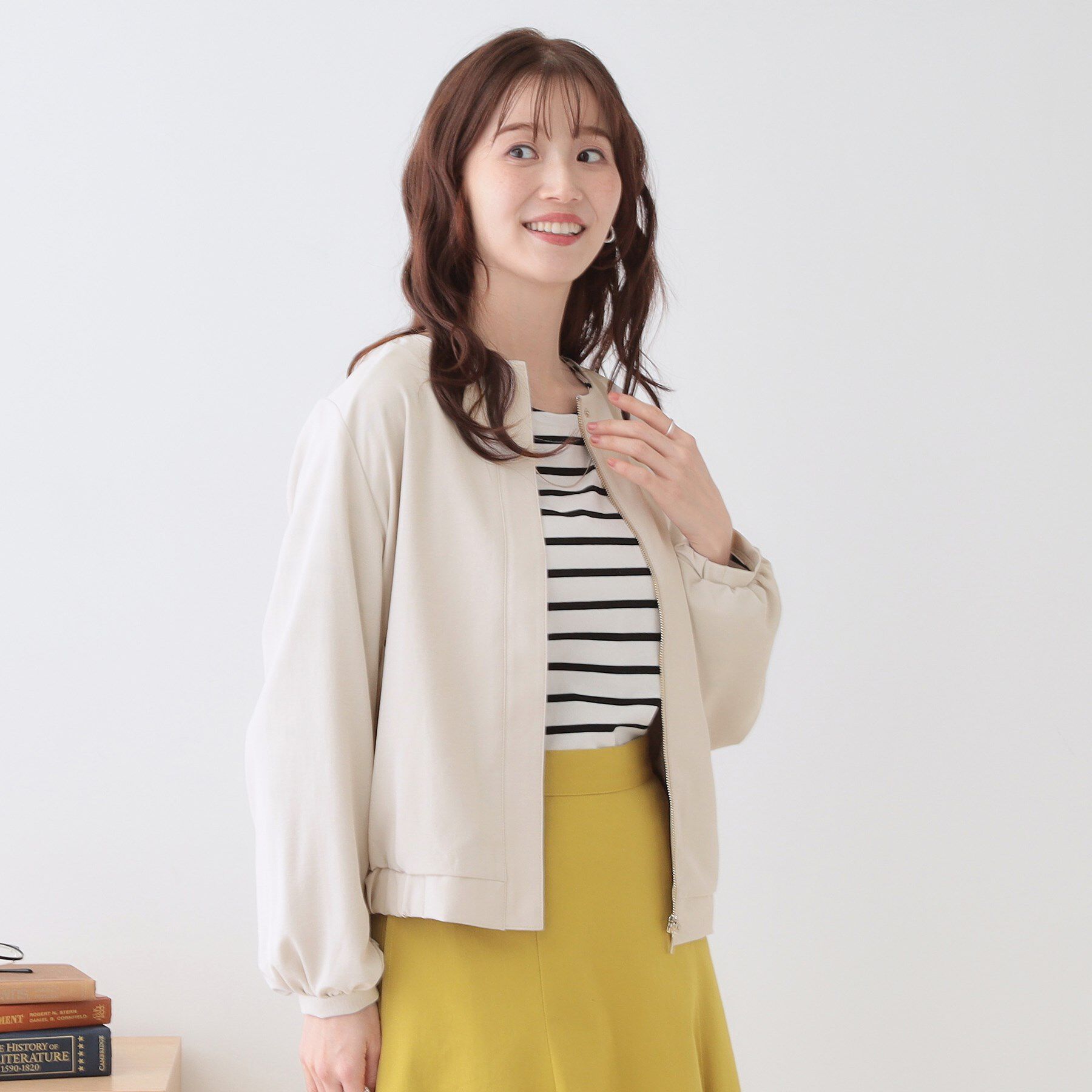 SHOO･LA･RUE「さらっと羽織れる ノーカラーブルゾン」|ブルゾン・スタジャン|