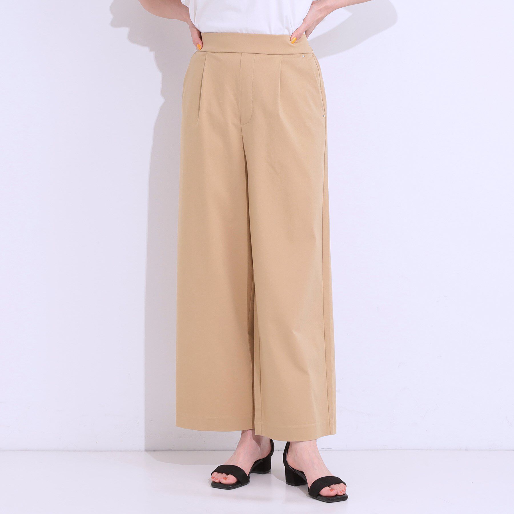 SHOO･LA･RUE「【高レビュー/S-LL/ひんやり】ゴールドパーツがアクセント ストレッチワイドパンツ」|その他|