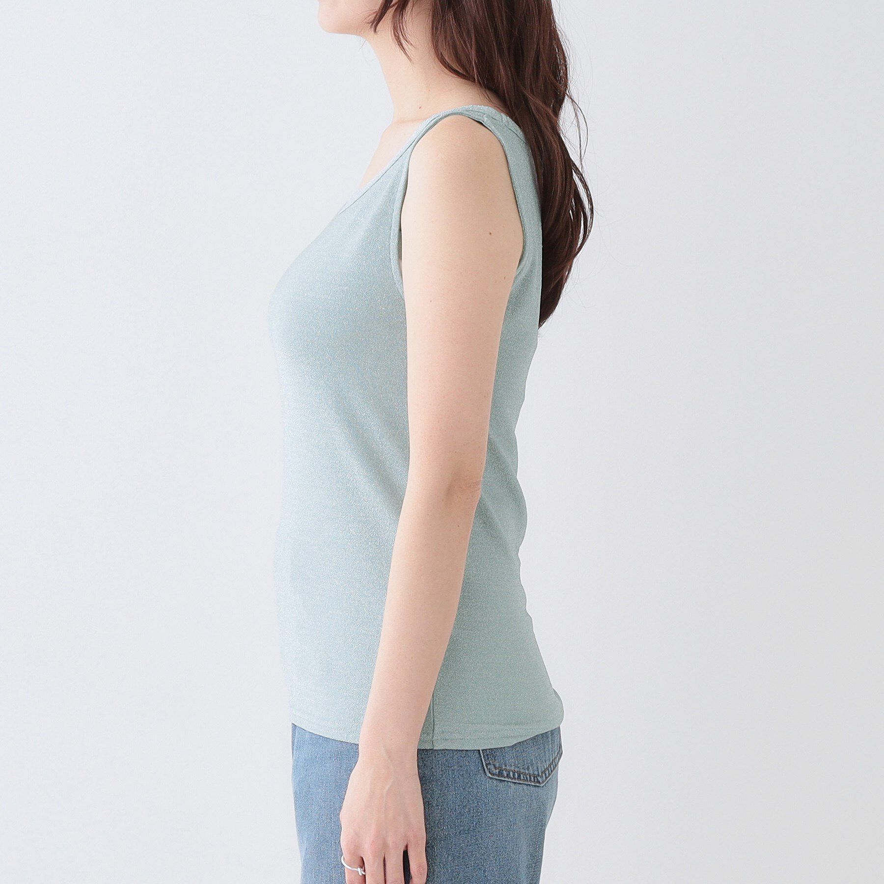 SHOO･LA･RUE「【高レビュー/S-LL】大人ヘルシーなスタイルに ラメタンクトップ」|キャミソール|