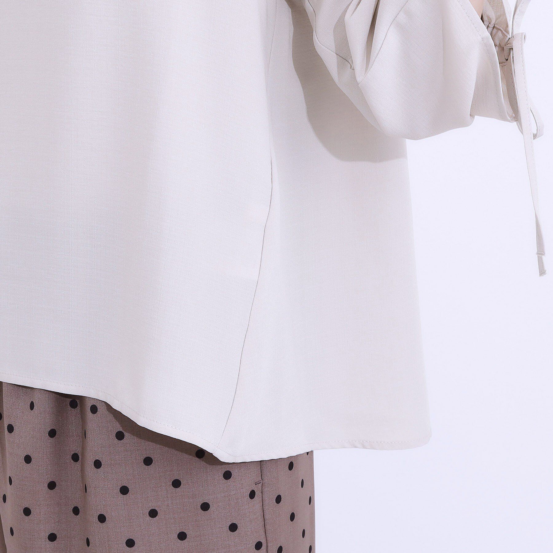 SHOO･LA･RUE「【高レビュー/セットアップ可】お袖シャーリング 麻調ブラウス」|シャツ・ブラウス|