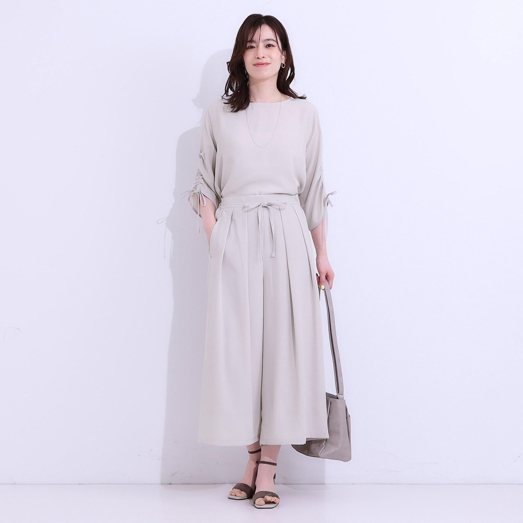 SHOO･LA･RUE「【高レビュー/セットアップ可】お袖シャーリング 麻調ブラウス」|シャツ・ブラウス|