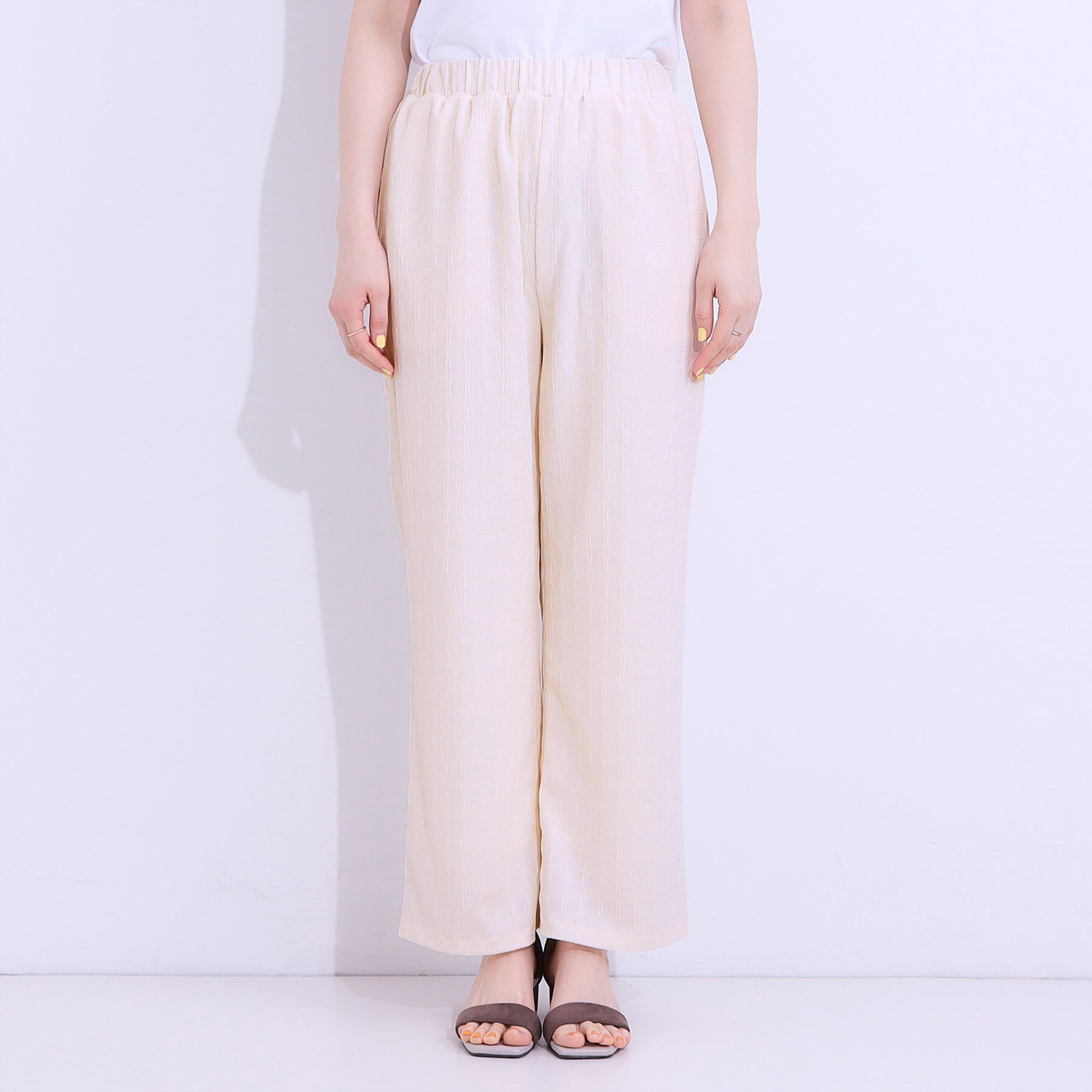 SHOO･LA･RUE「【洗える/S-LL】ウエストゴムで楽ちん ジャカード柄イージーパンツ」|その他|