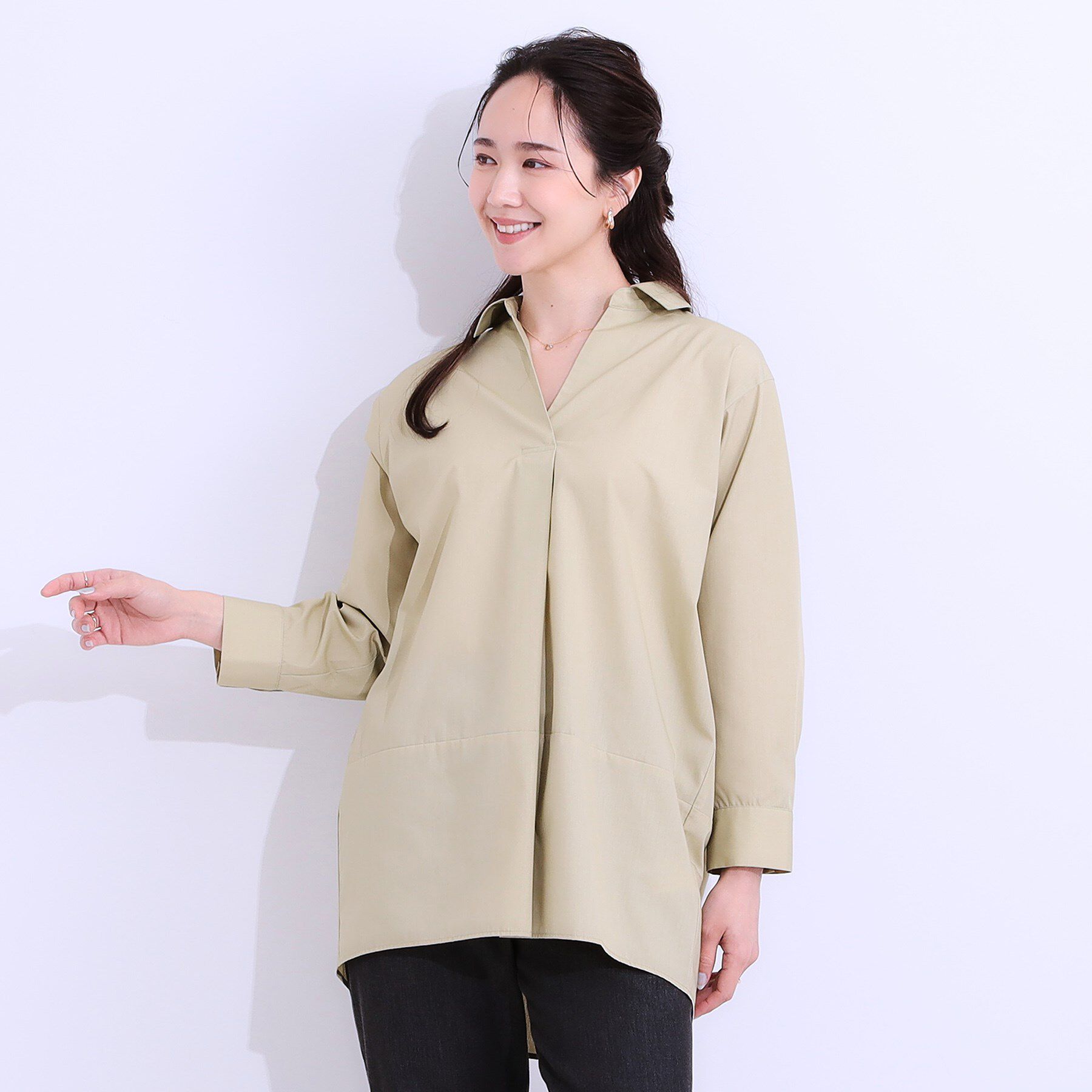 SHOO･LA･RUE「【洗える/S-LL】きれいに体型カバーが叶うチュニックシャツ」|チュニック|