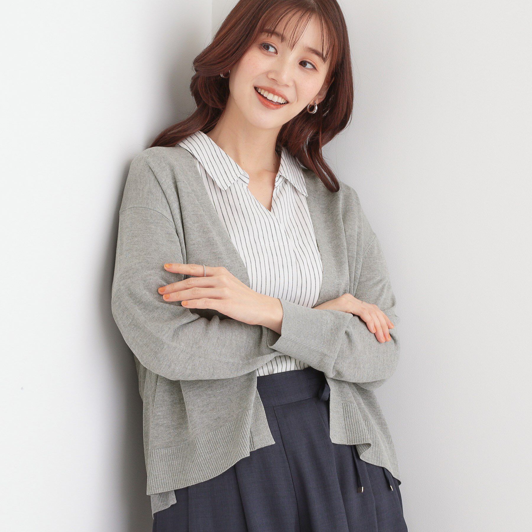 SHOO･LA･RUE「【洗える/UV】明日も着たくなる ニットカーディガン」|カーディガン|グレー(012)