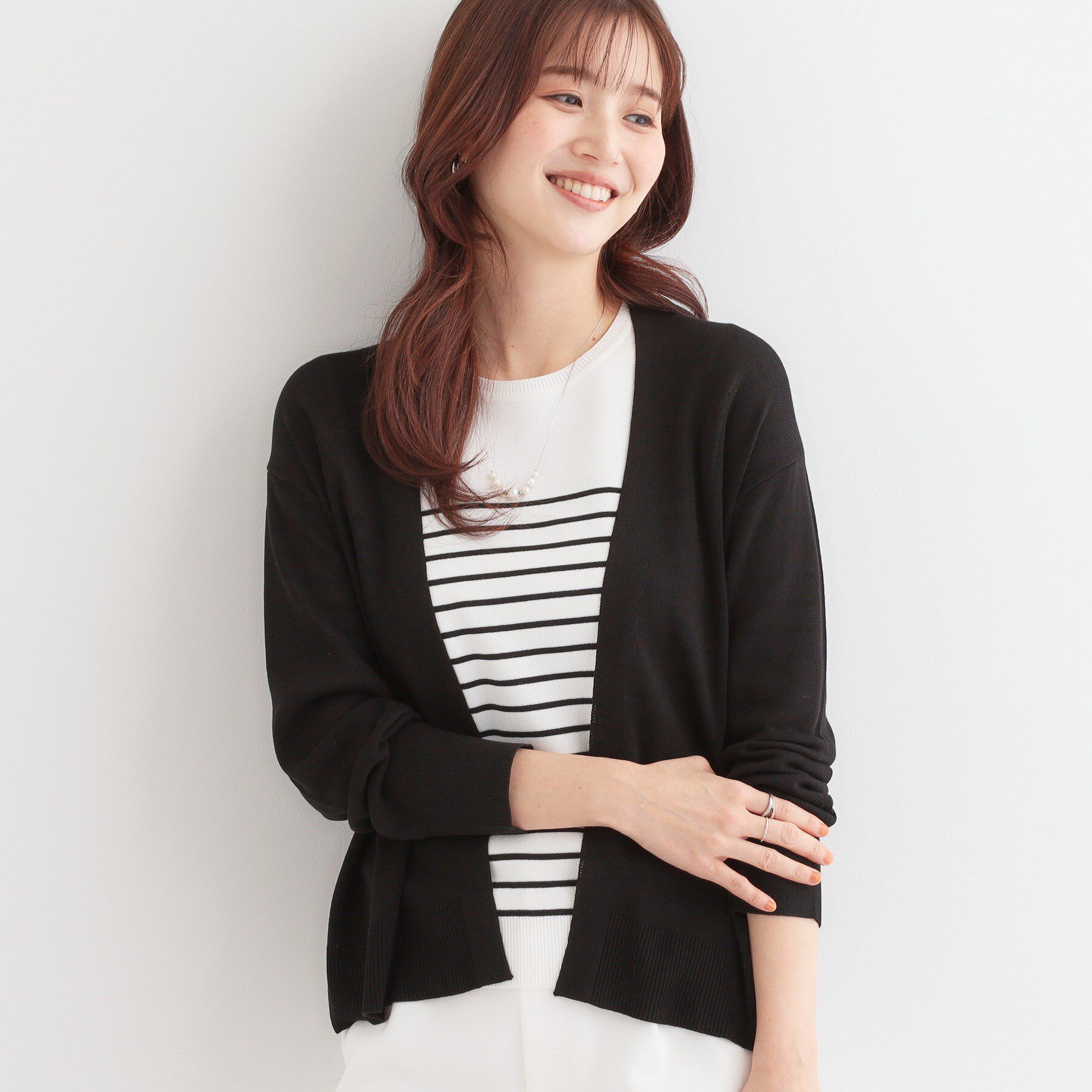 SHOO･LA･RUE「【洗える/UV】明日も着たくなる ニットカーディガン」|カーディガン|ブラック(019)