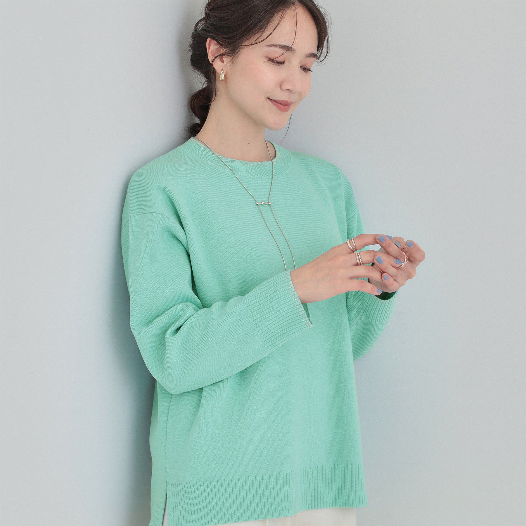 SHOO･LA･RUE「【洗濯機可/セットアップ可/毛玉になりにくい】クルーネックニット」|ニット・セーター|ミントグリーン(02