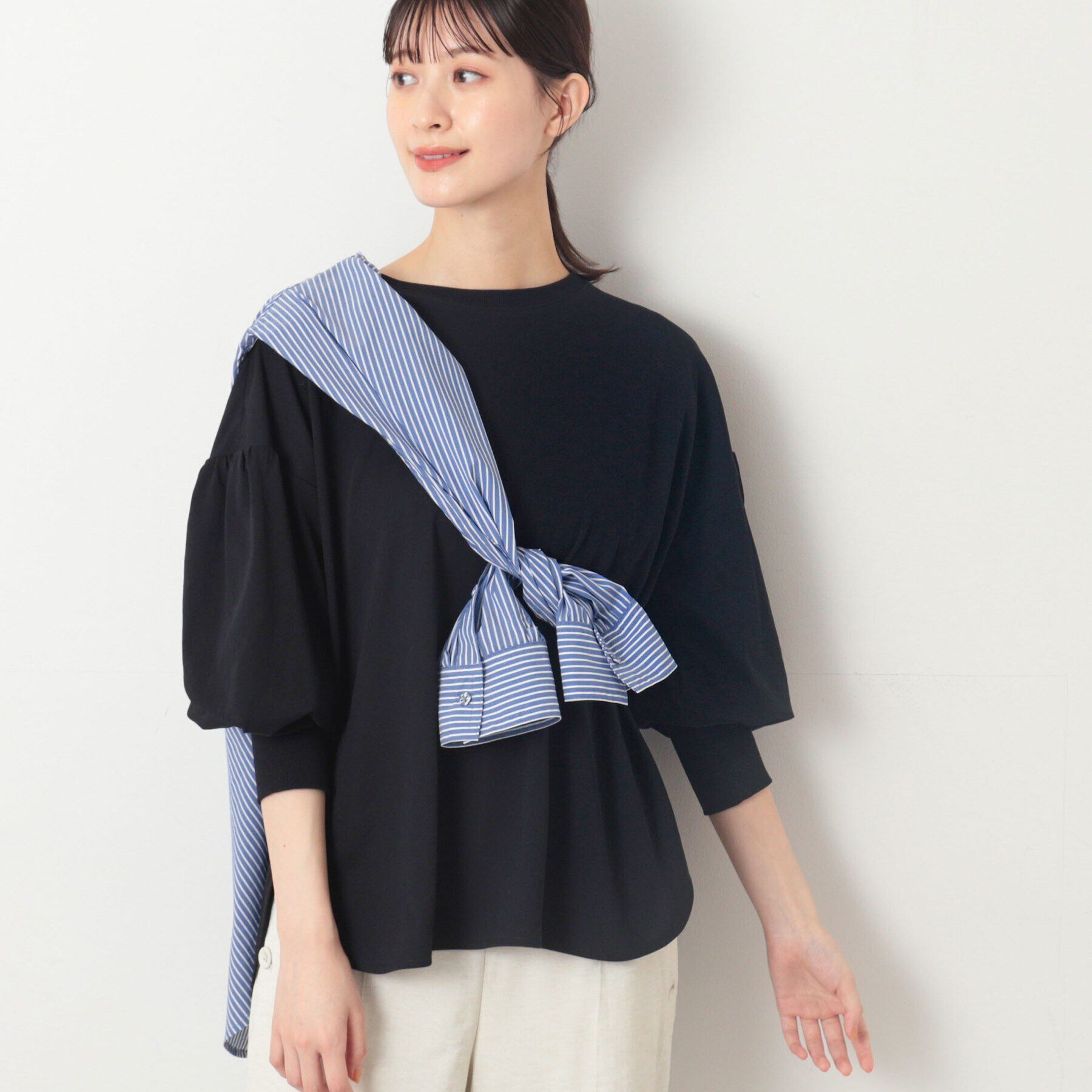 Dessin「【洗える】ギャザースリーブカットソー」|Tシャツ・カットソー|