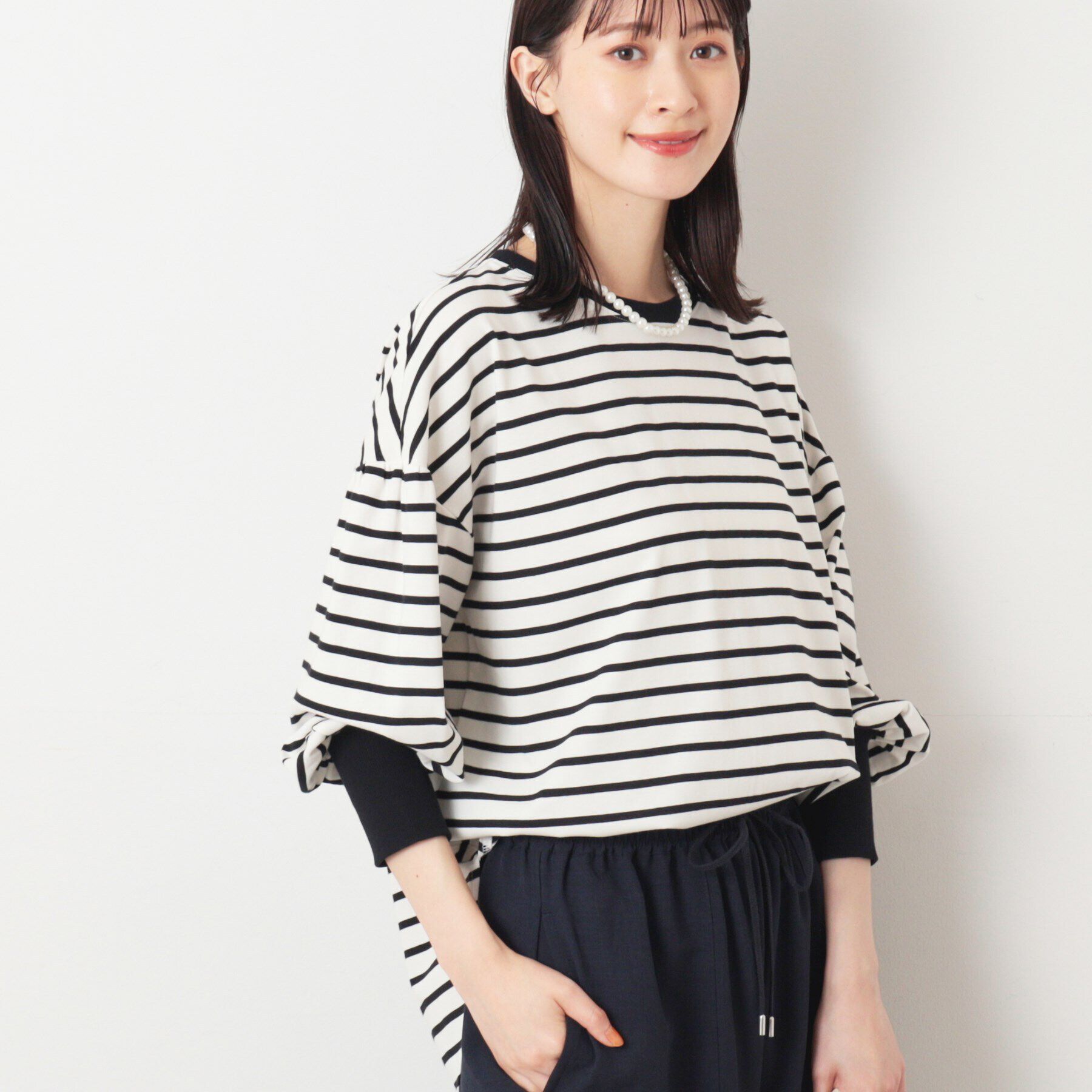 Dessin「【洗える】ギャザースリーブカットソー」|Tシャツ・カットソー|