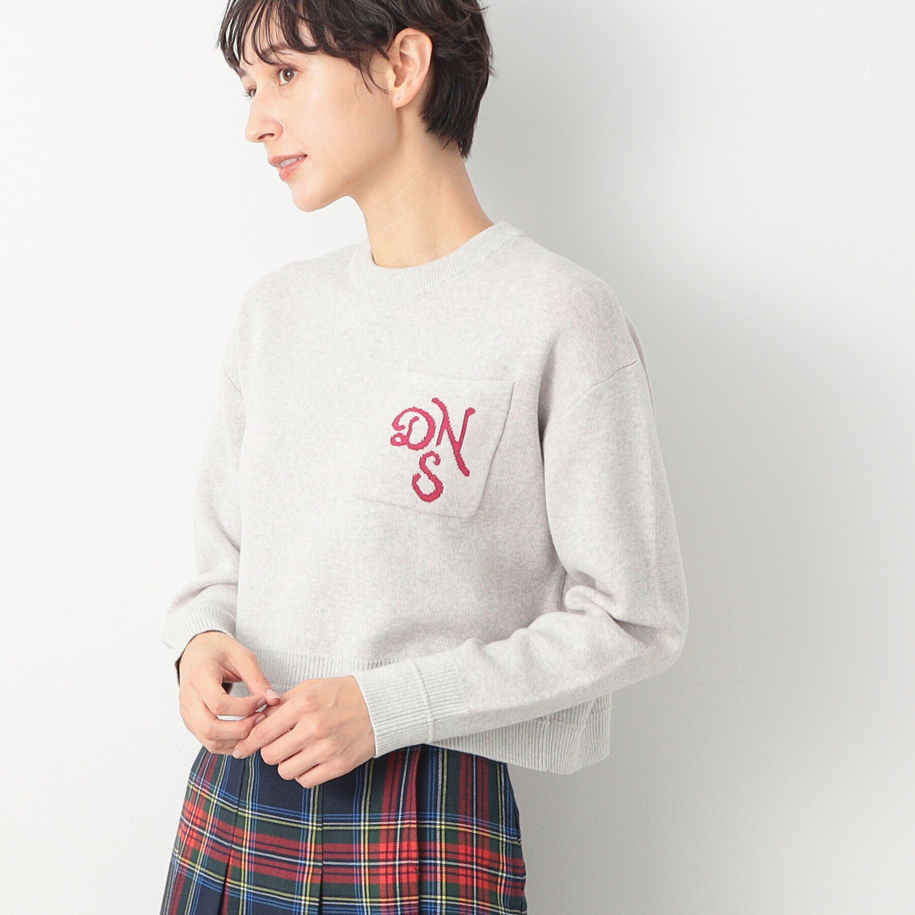 Dessin「【洗える】ロゴジャカードショート丈ニット（XS～L）」|ニット・セーター|レッド(063)