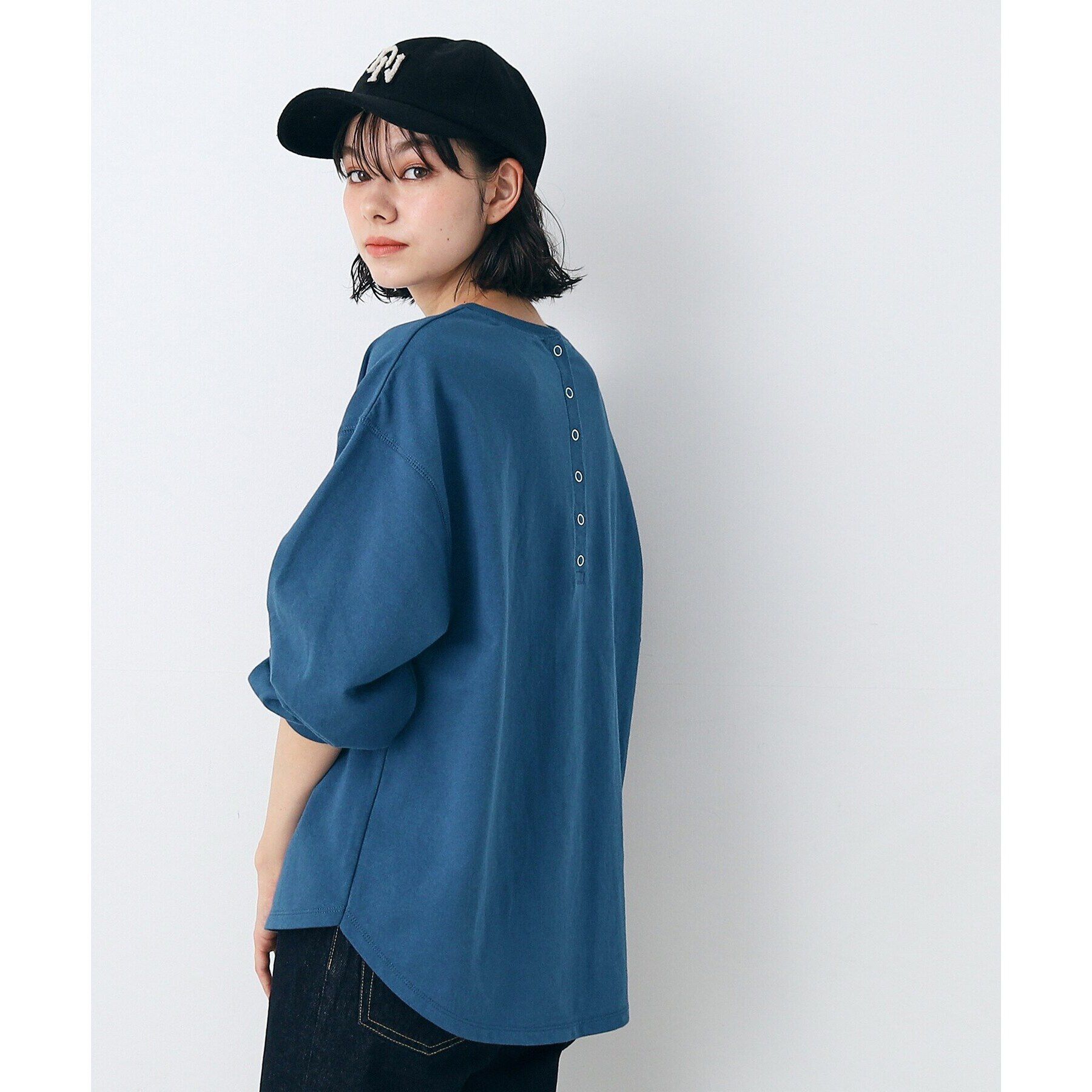 Dessin「【360度可愛い・洗える】バックヘンリーネックカットソー（XS～L）」|Tシャツ・カットソー|ブルー(092)