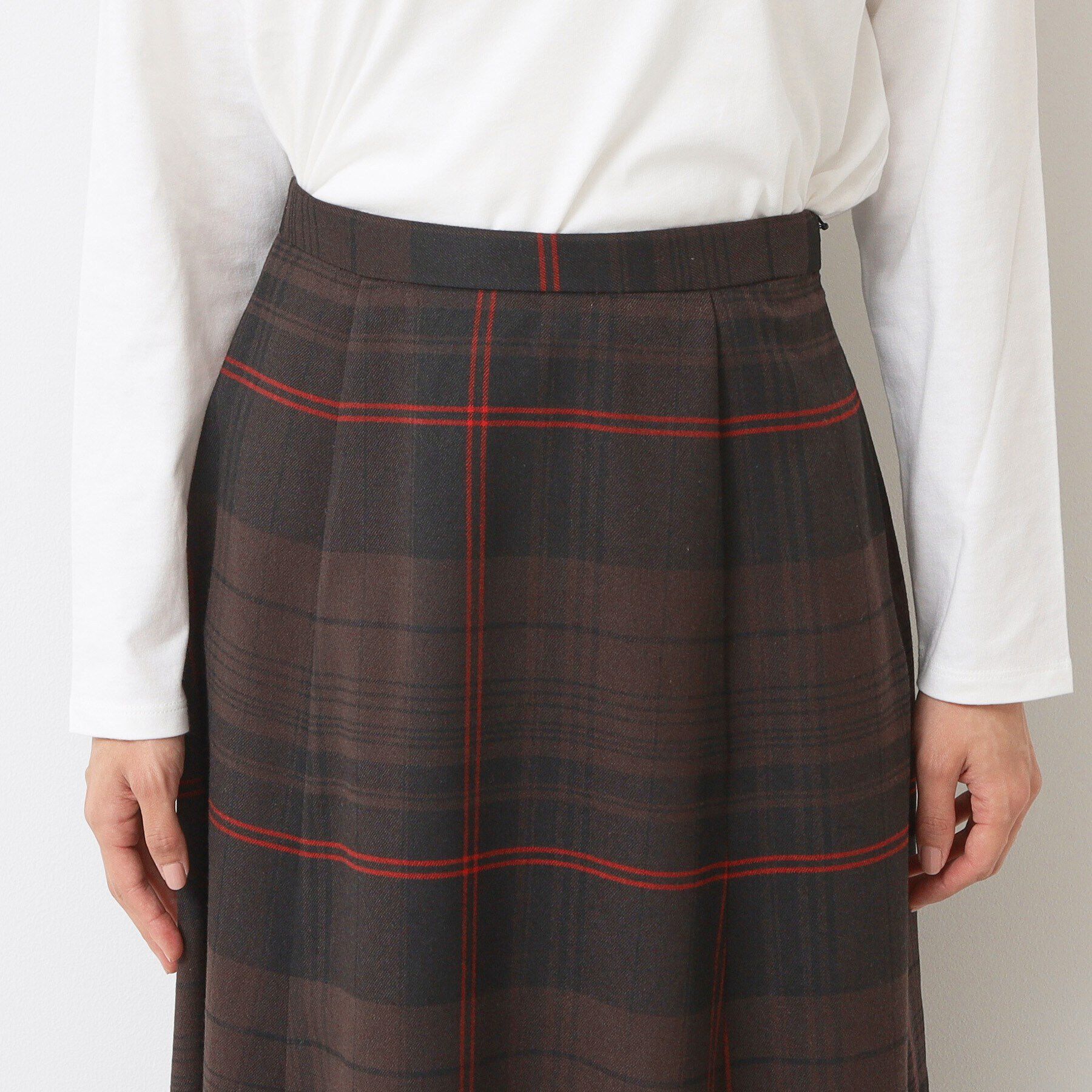 Dessin「【後ろゴム・洗える】チェック柄フレアースカート(XS～L)」|スカート|