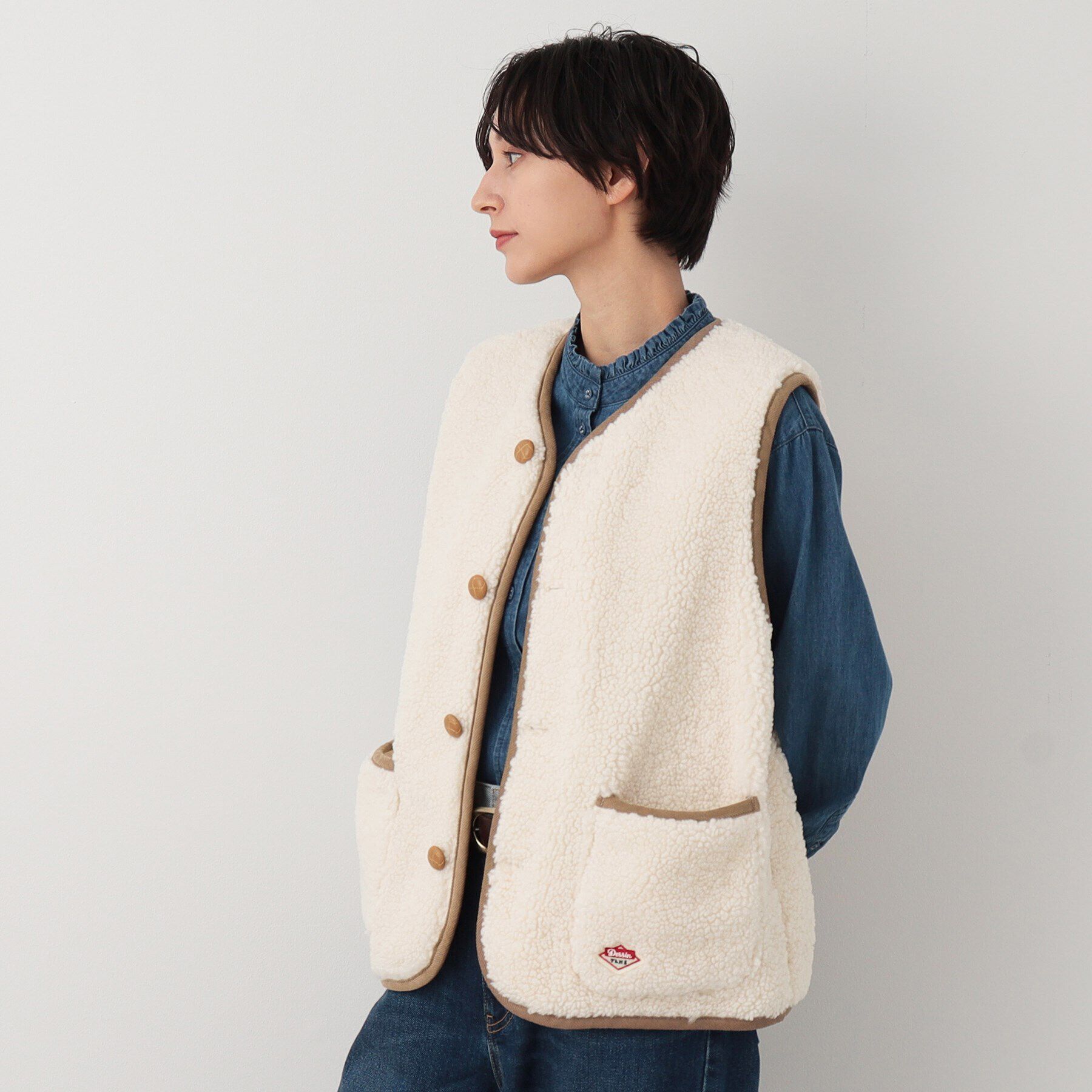 Dessin「【ユニセックス】ボタン付きボアベスト」|ベスト・ジレ|