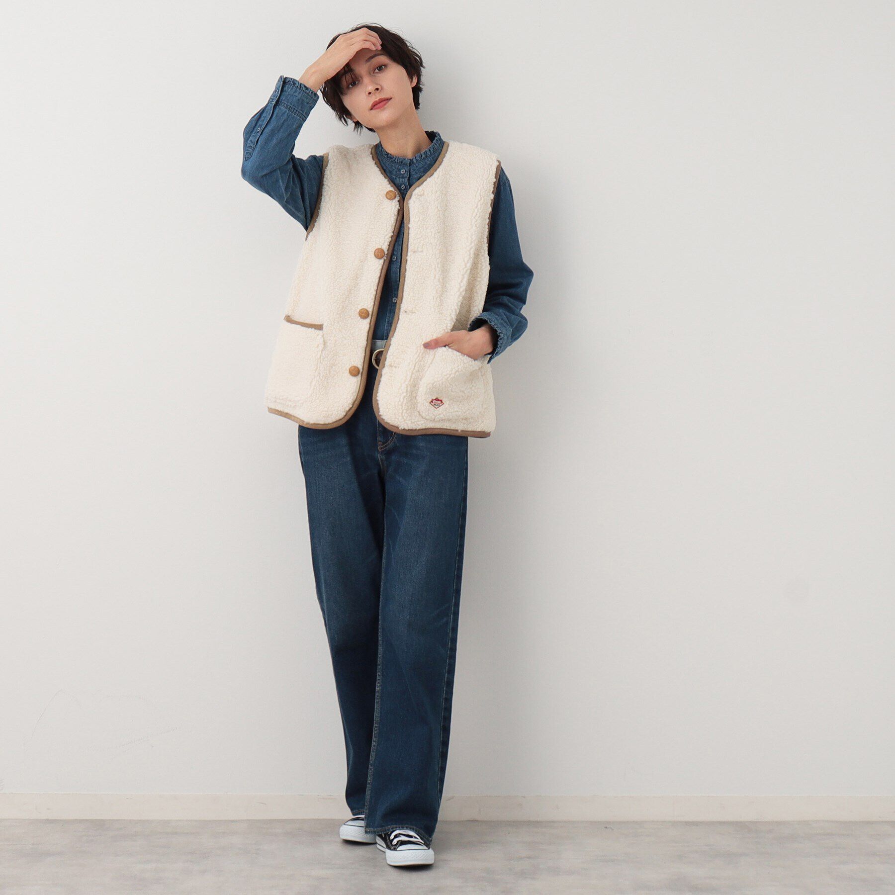 Dessin「【ユニセックス】ボタン付きボアベスト」|ベスト・ジレ|