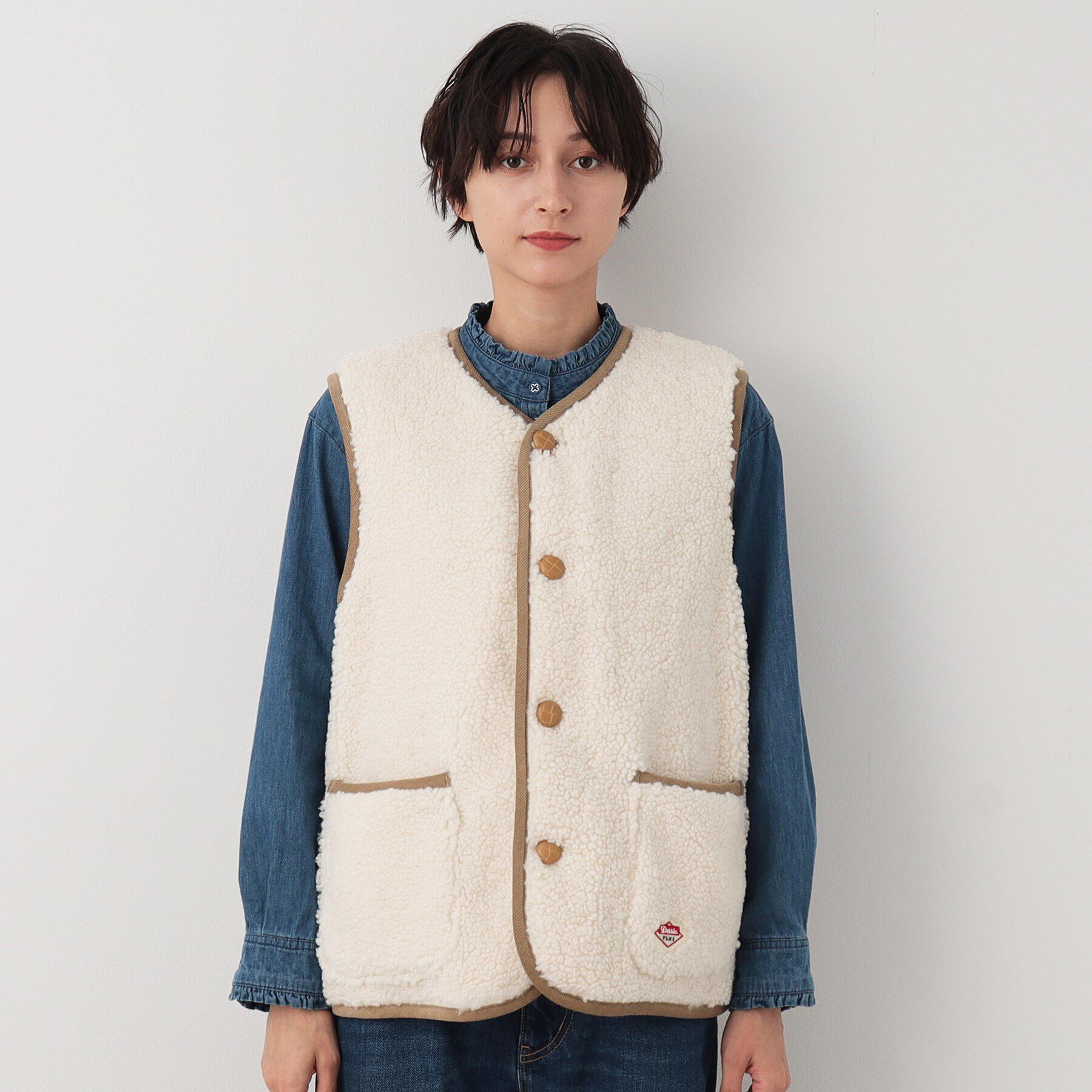 Dessin「【ユニセックス】ボタン付きボアベスト」|ベスト・ジレ|