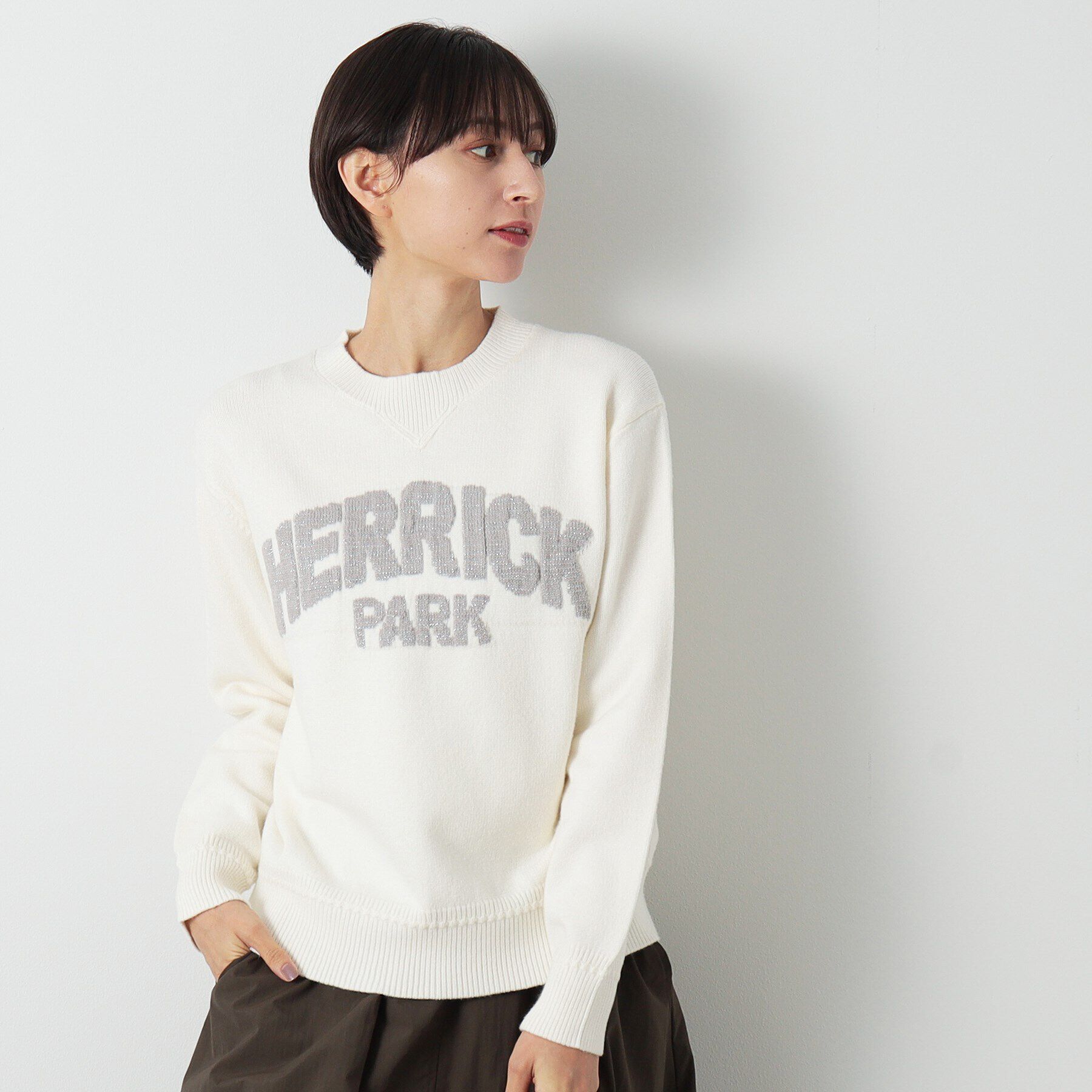 Dessin「【洗える】ラメロゴニット」|ニット・セーター|アイボリー(004)