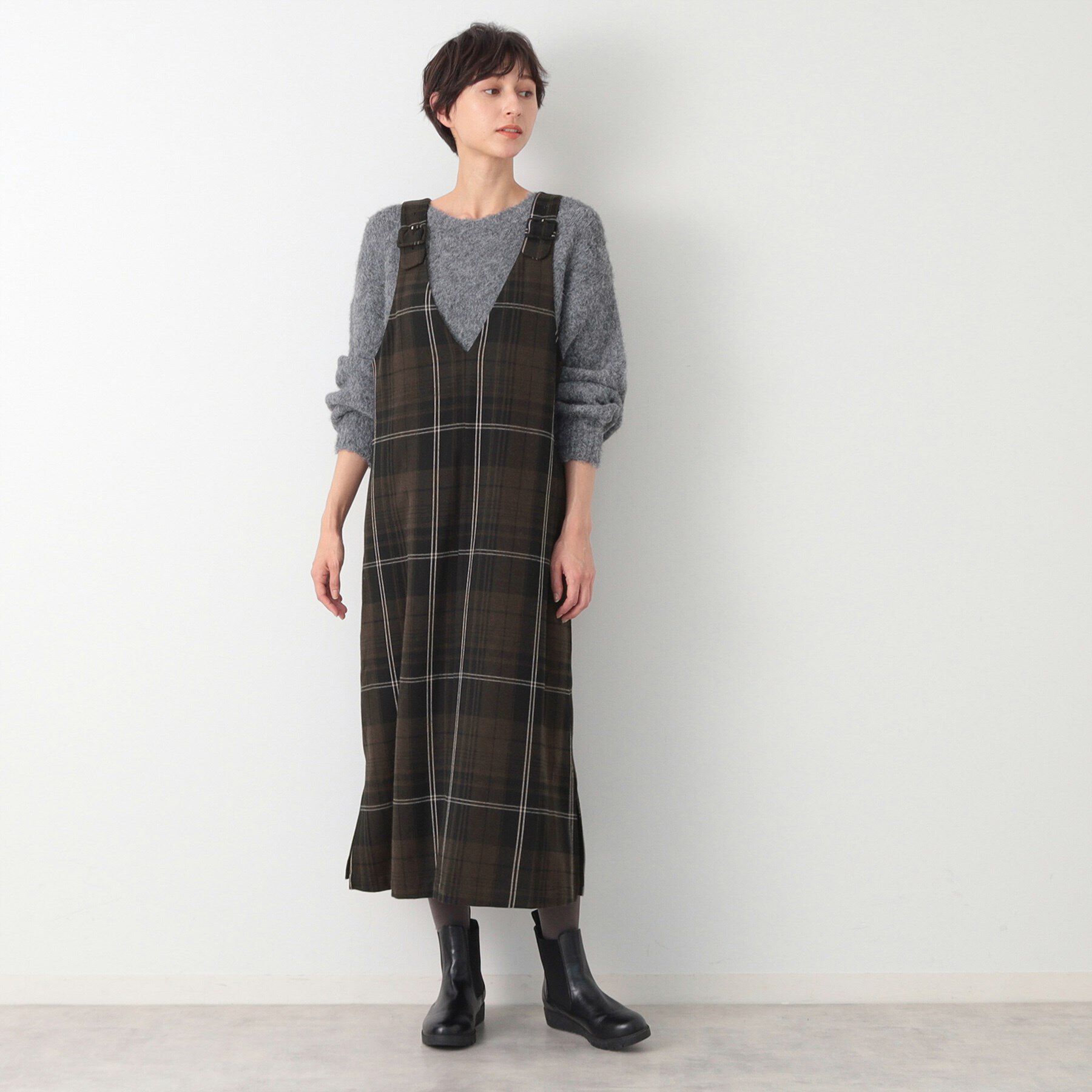 Dessin「【洗える】チェック柄ジャンパースカート」|ワンピース|