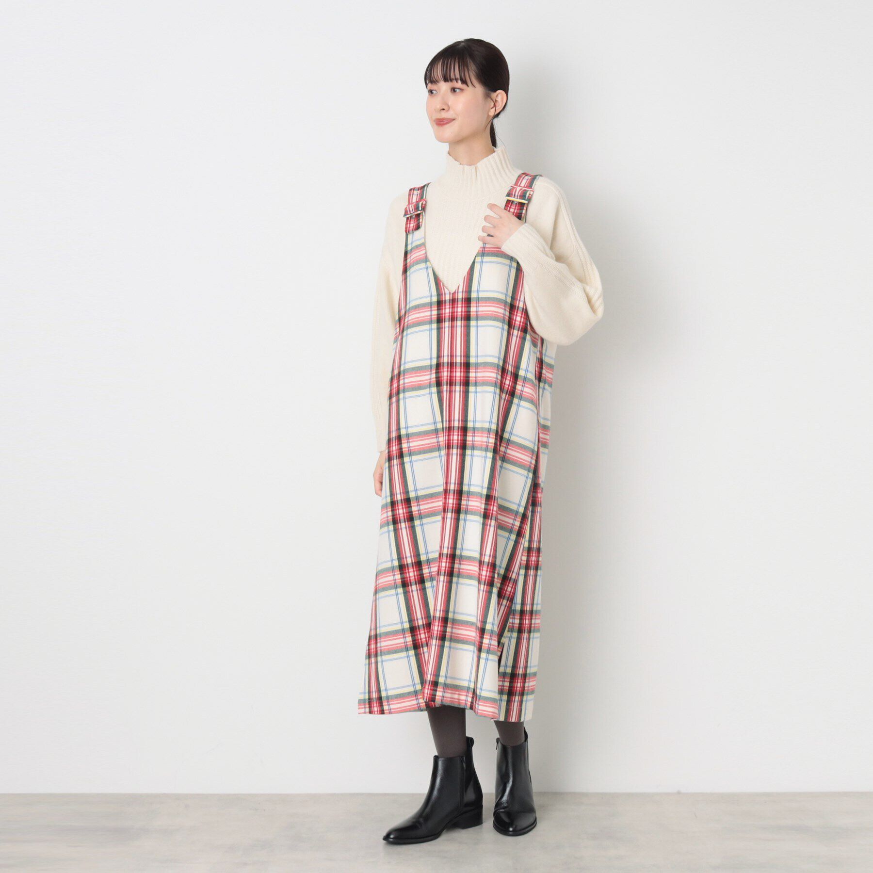 Dessin「【洗える】チェック柄ジャンパースカート」|ワンピース|