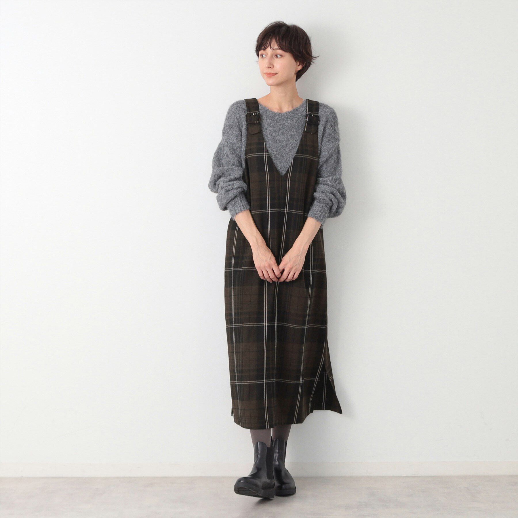 Dessin「【洗える】チェック柄ジャンパースカート」|ワンピース|ピンク(271)