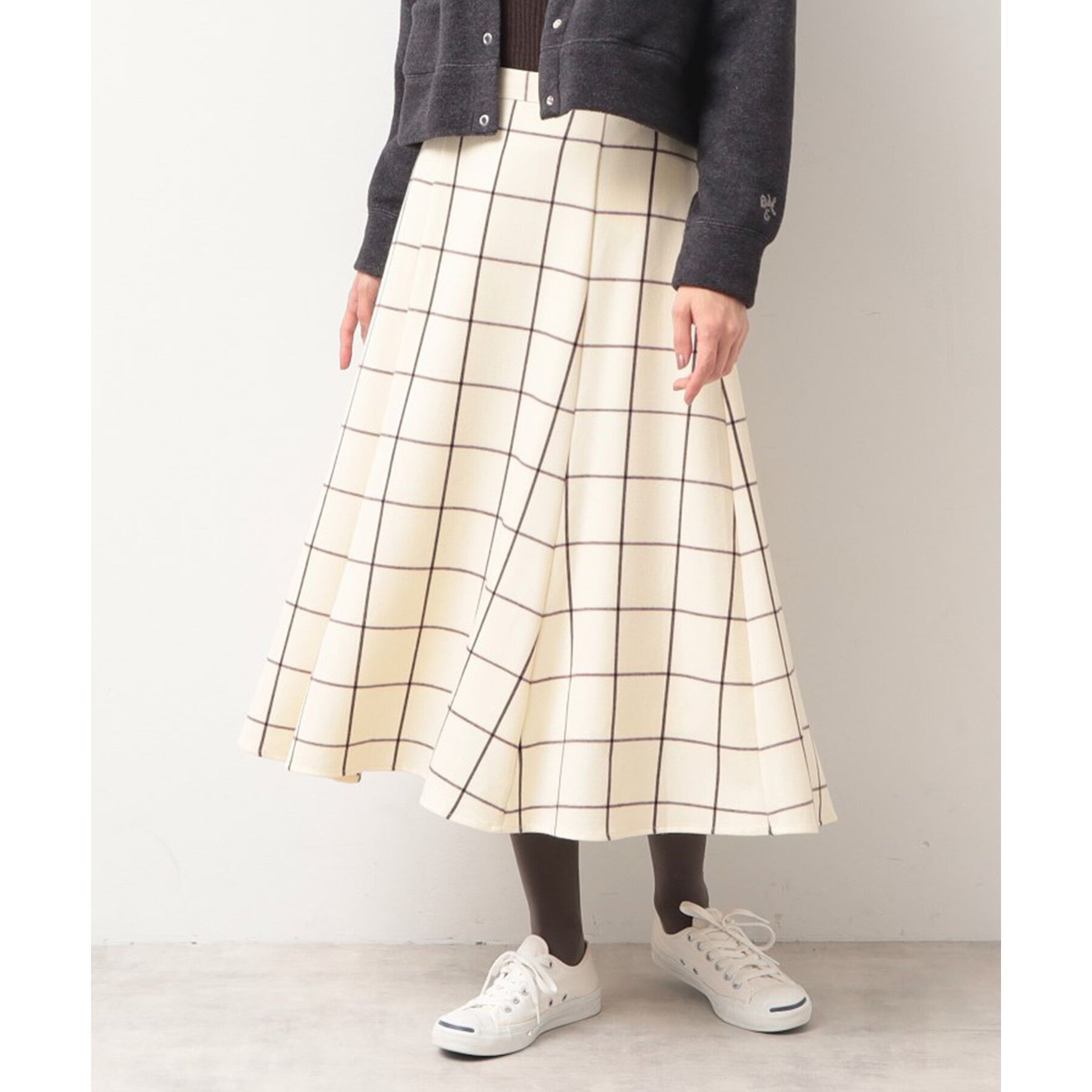 Dessin「【洗える】起毛チェック柄切替フレアースカート（XS～L）」|スカート|