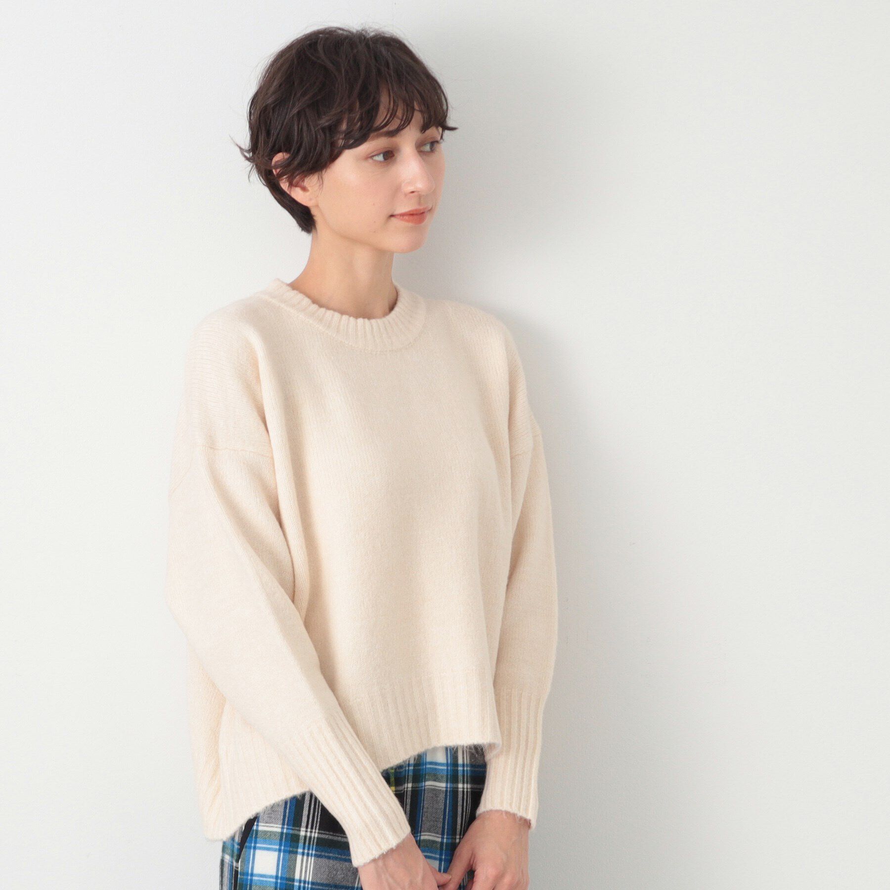 Dessin「【洗える】ショート丈ワイドクルーネックニット（XS～L）」|ニット・セーター|