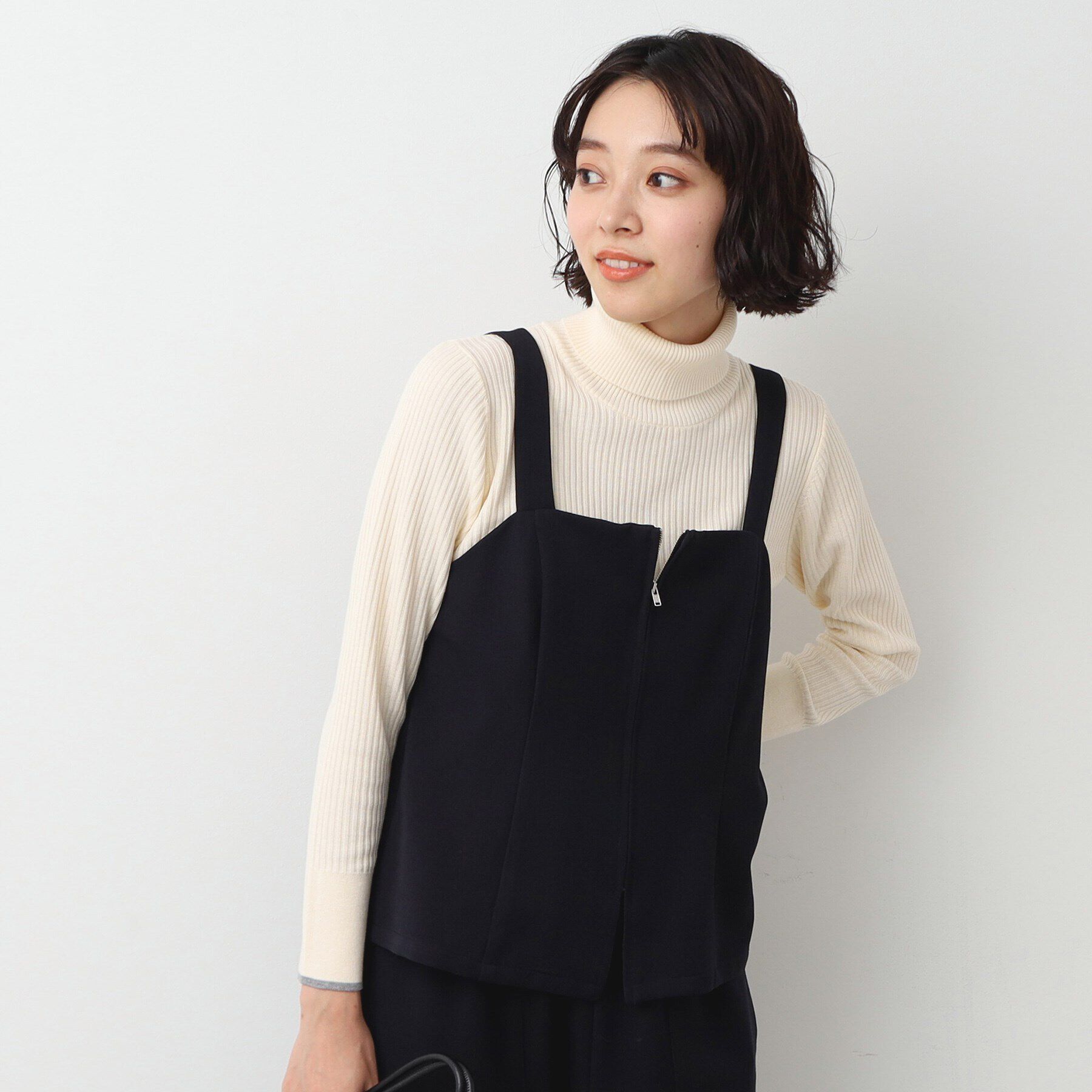 Dessin「【洗える】フロントファスナー付きビスチェ」|ベスト・ジレ|ネイビー(094)