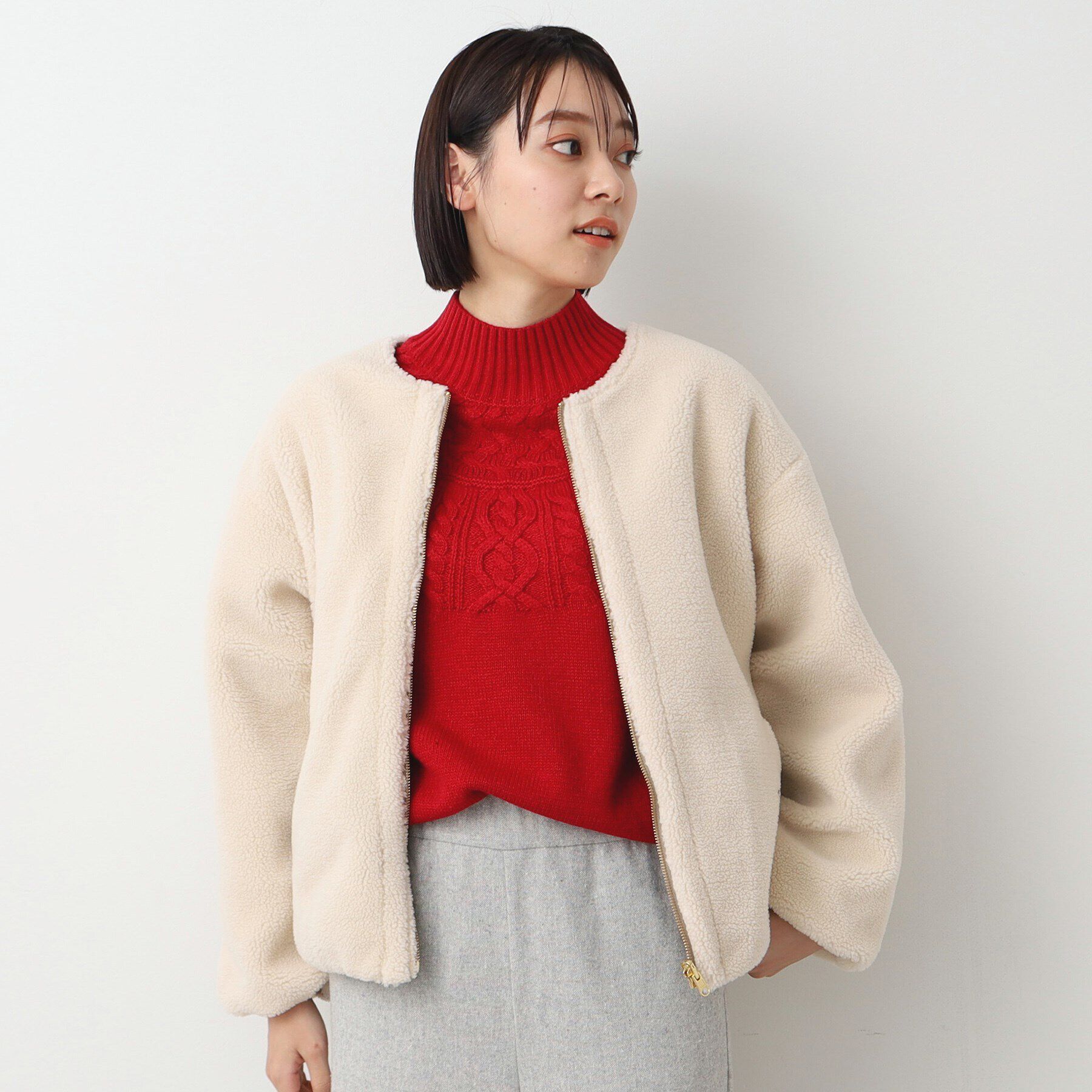 Dessin「【リバーシブル】ボア&times;キルトブルゾン」|テーラードジャケット|